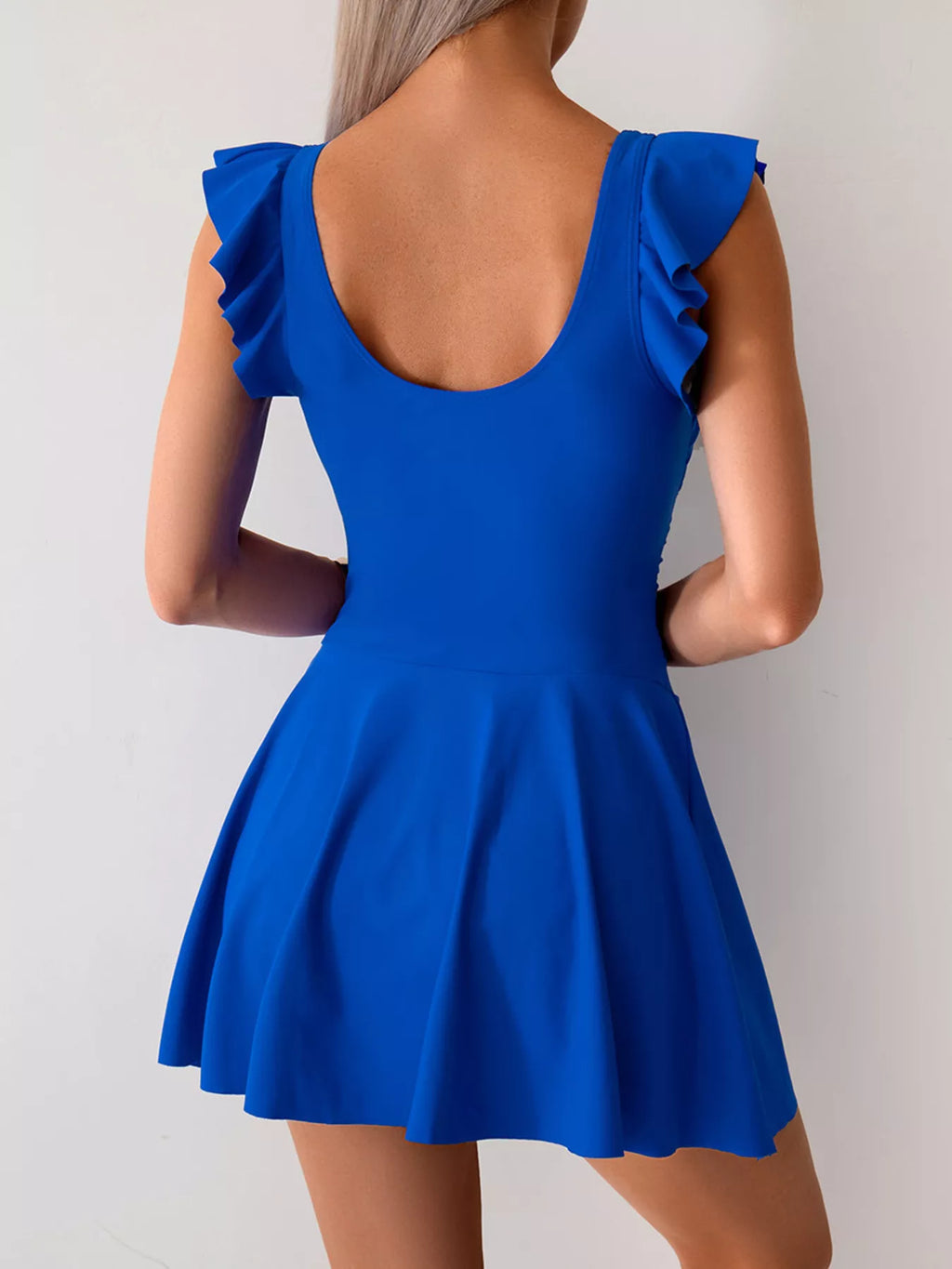 Ruffled Sleeve One-Piece Swim Dress - Lilixa.store