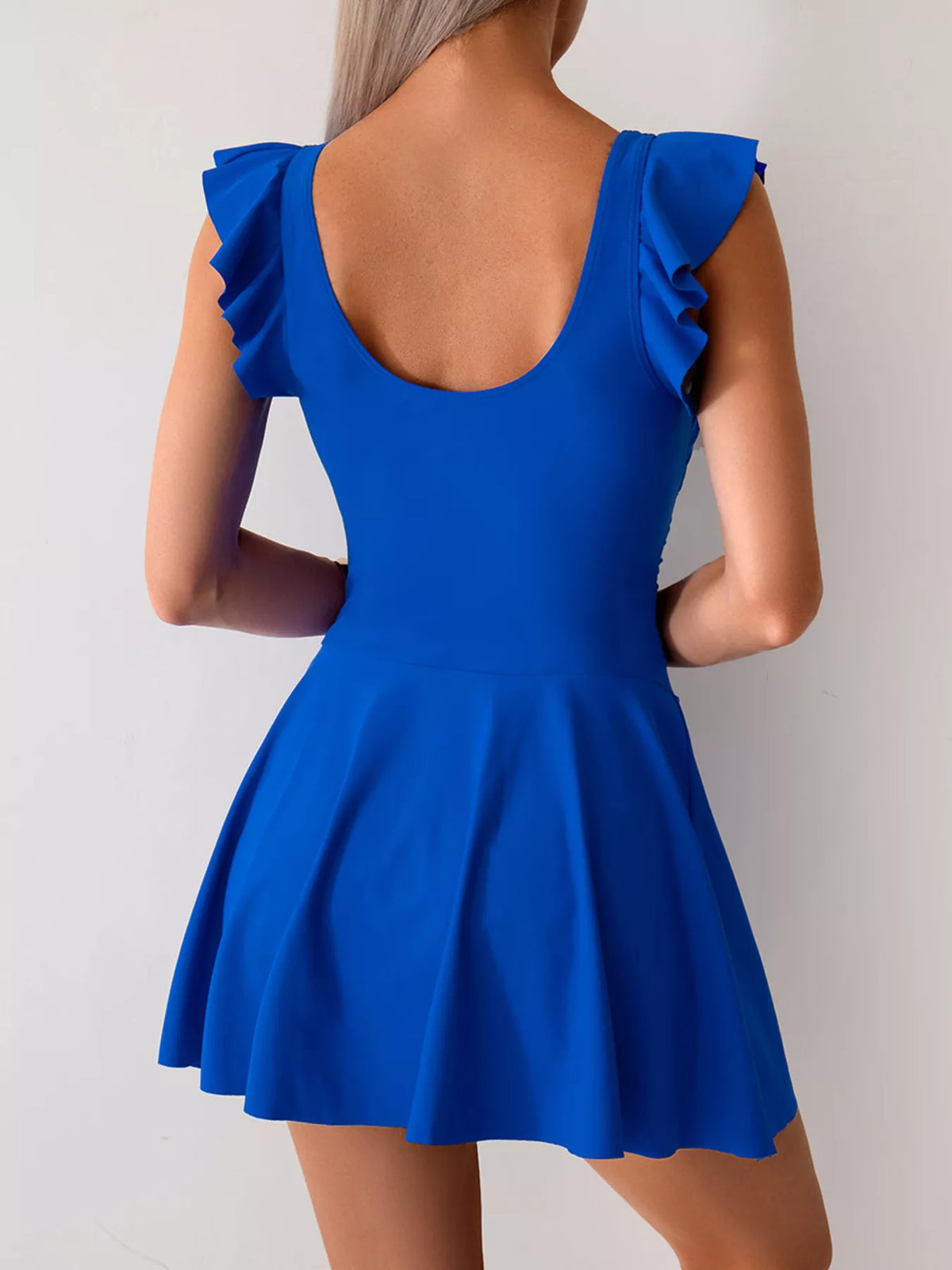 Ruffled Sleeve One-Piece Swim Dress - Lilixa.store