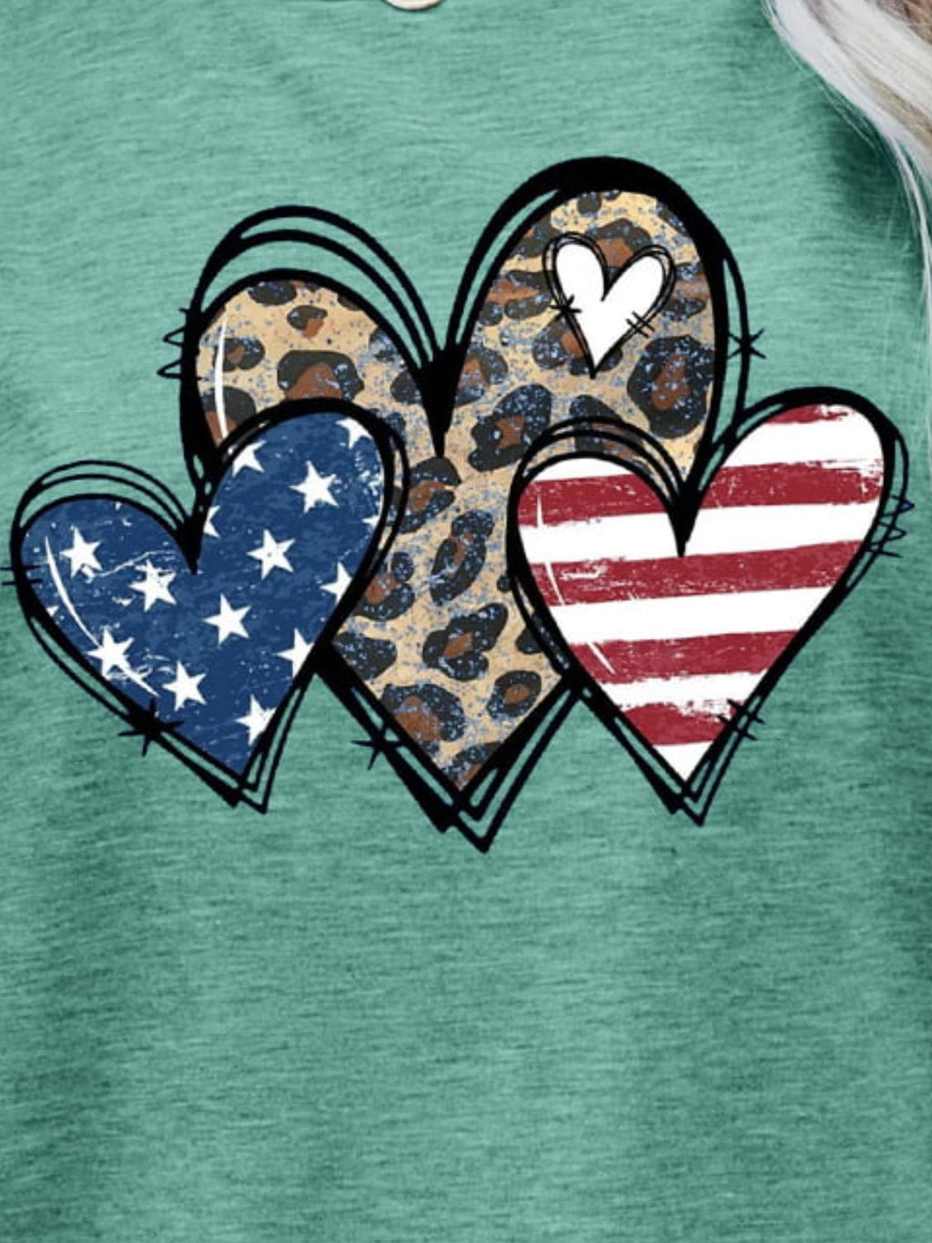 US Flag Leopard Heart Graphic Tee, view 2