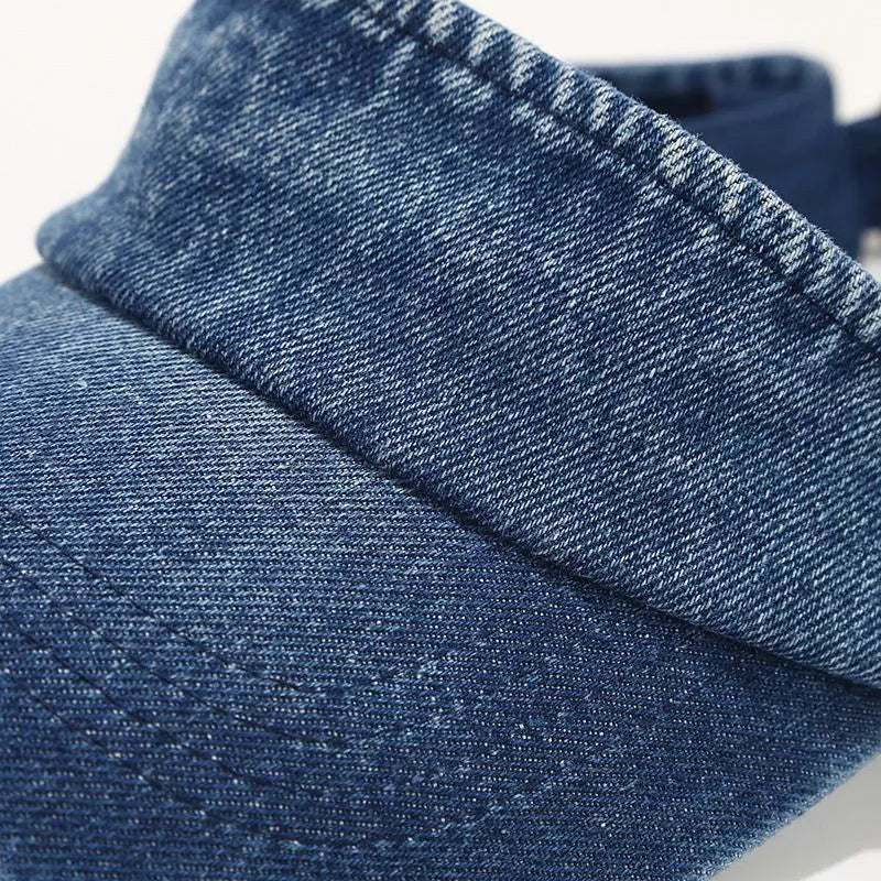 Vintage Washed Denim Sun Visor Hat - Lilixa.store