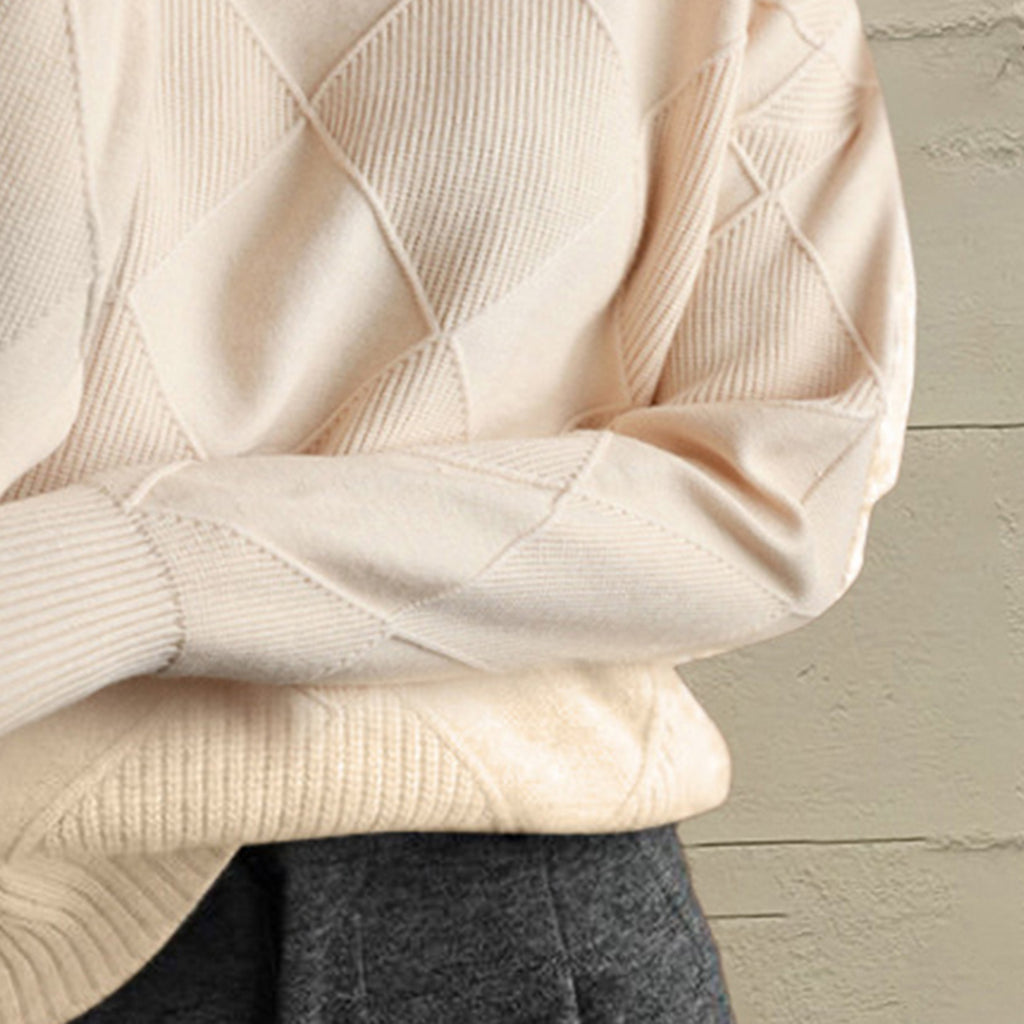 Geometric Turtleneck Long Sleeve Sweater - Lilixa.store