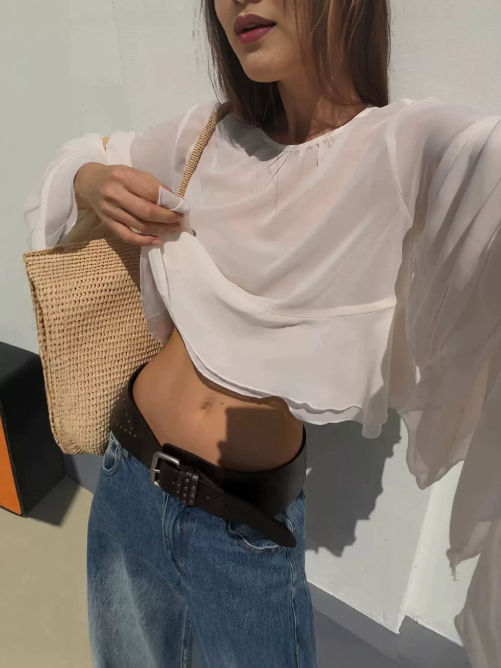 Layered Ruffled Hem Flare Sleeves Blouse - Lilixa.store