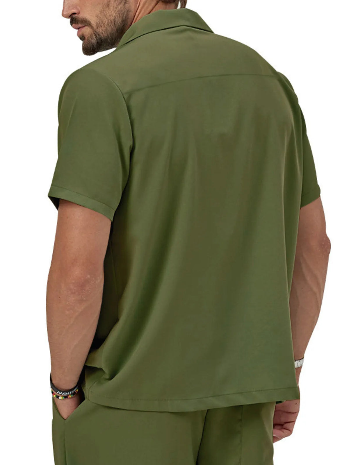 Men's Plus Size Button Up Short Sleeve Shirt and Shorts Set, view 2