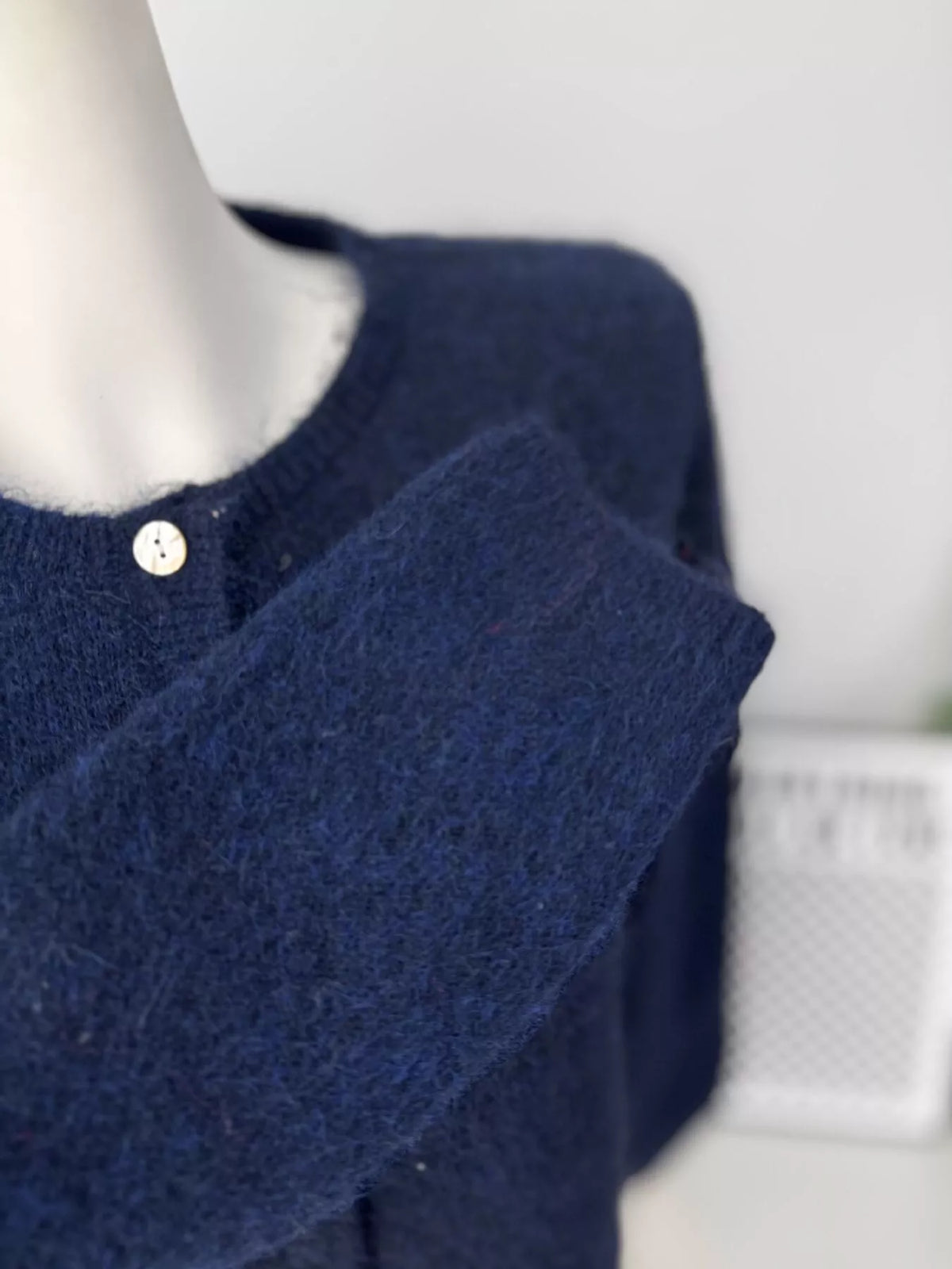 Fuzzy Knit Button-Down Cardigan, view 3