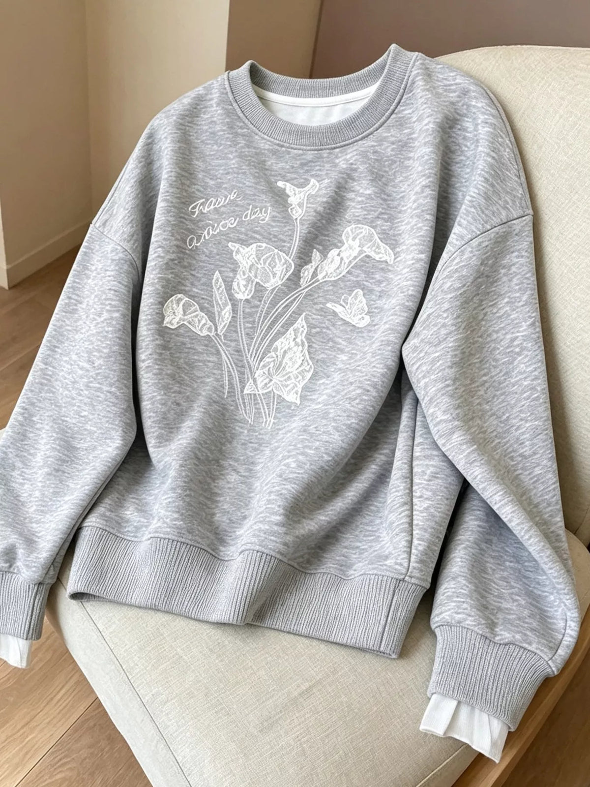 Floral Crew Neck Sweatshirt