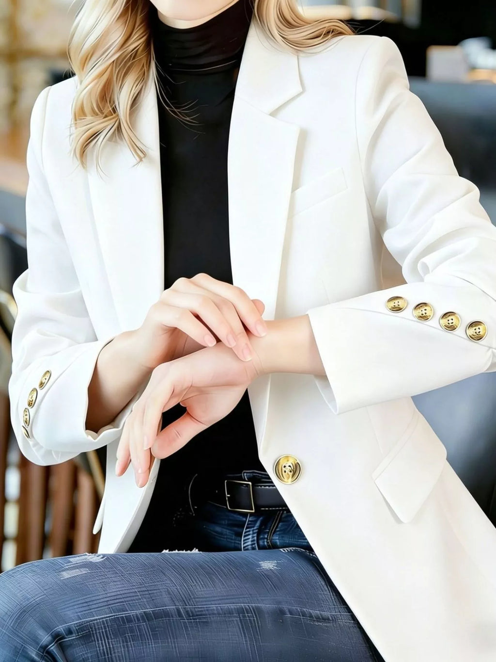 Full Size One Button Lapel Collar Blazer Plus Size - Lilixa.store
