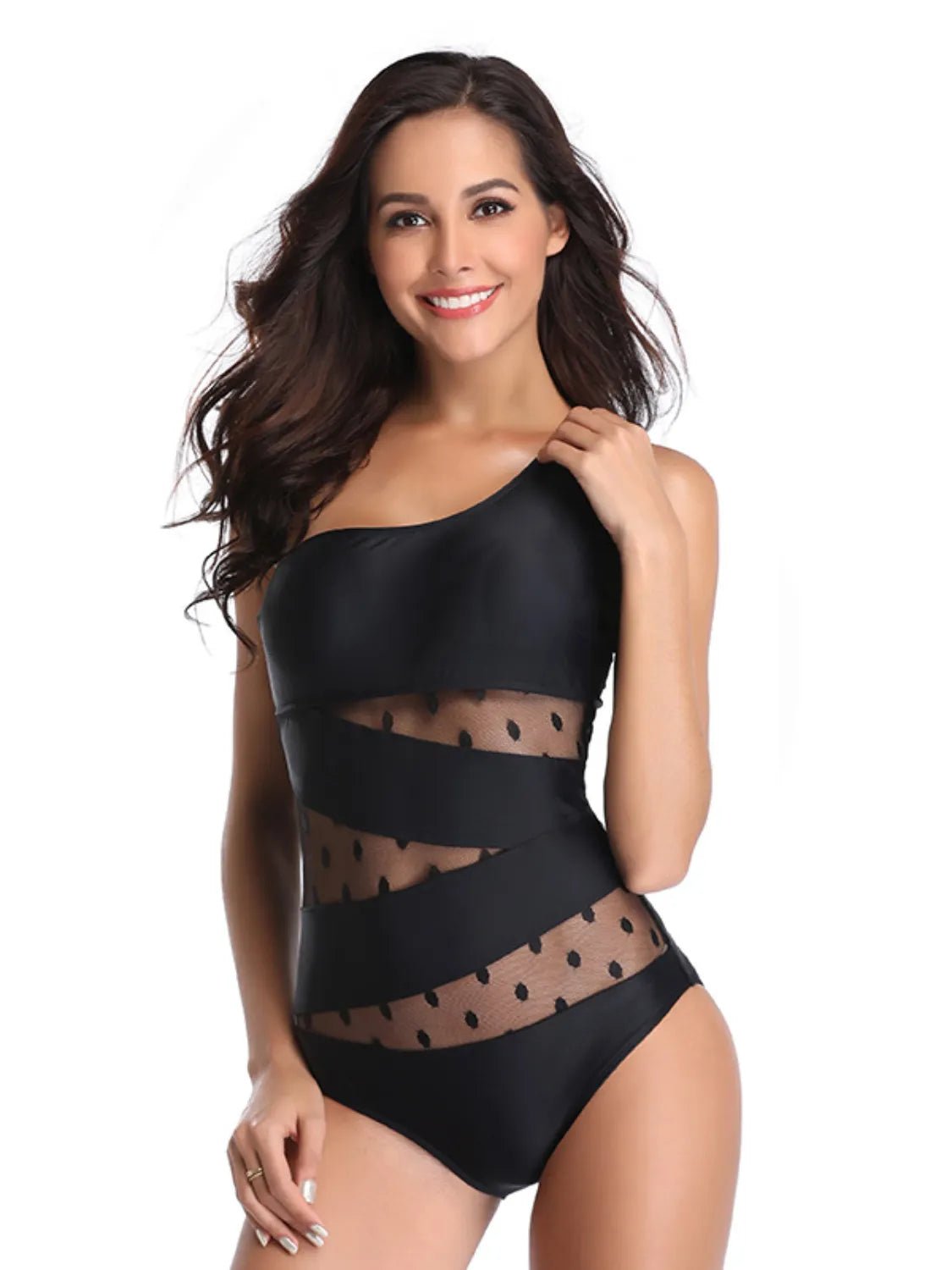 One Shoulder Polka Dot One-Piece Swimwear - Lilixa.store