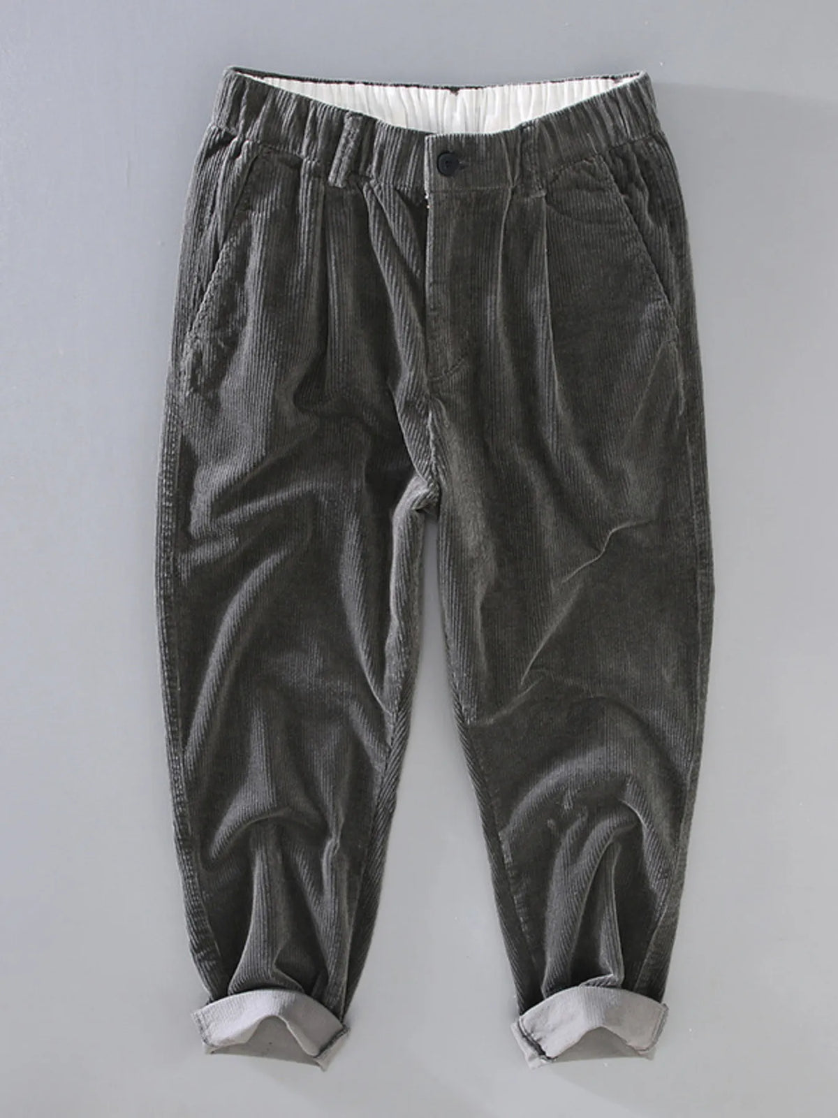 Men's Plus Size Corduroy Pleated Casual Pants, view 3