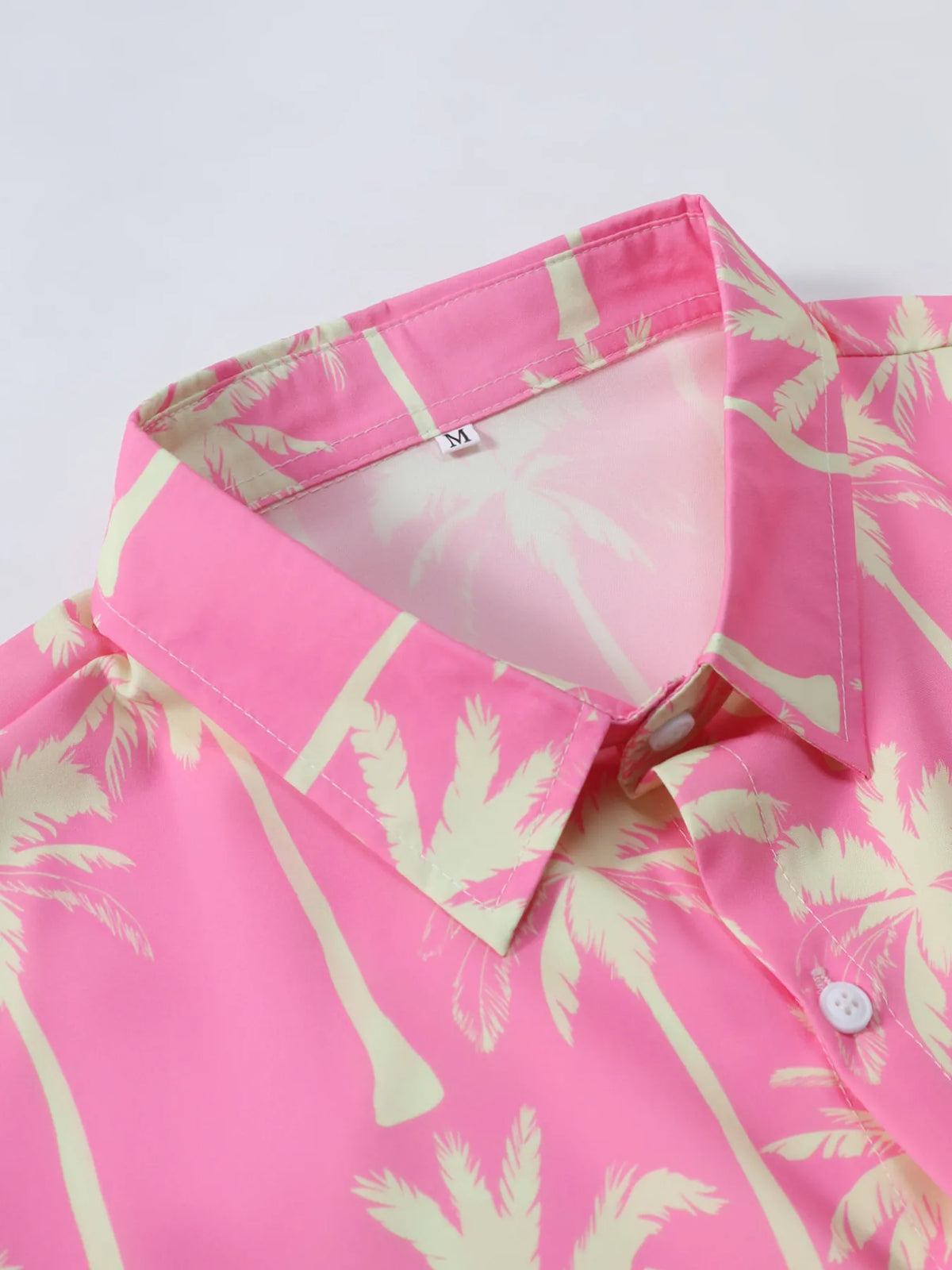 Men's Palm Tree Print Top and Shorts Summer Set in Dusty Pink, view 3
