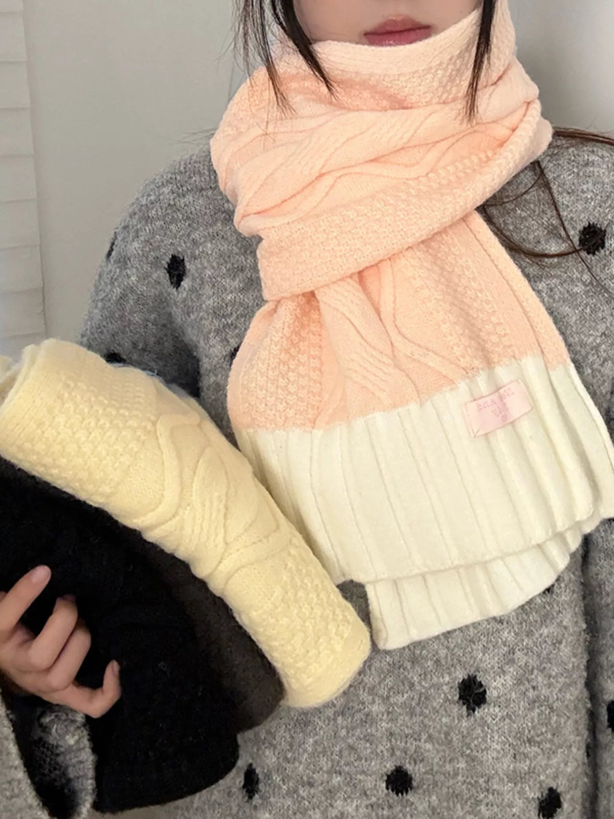 Two-Tone Knitted Warm Scarf - Lilixa.store