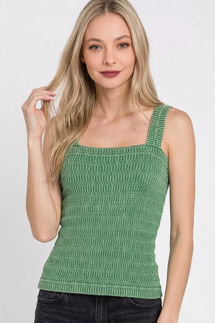 Zenana Seamless Winkle Stone Washed Tank Top - Lilixa.store
