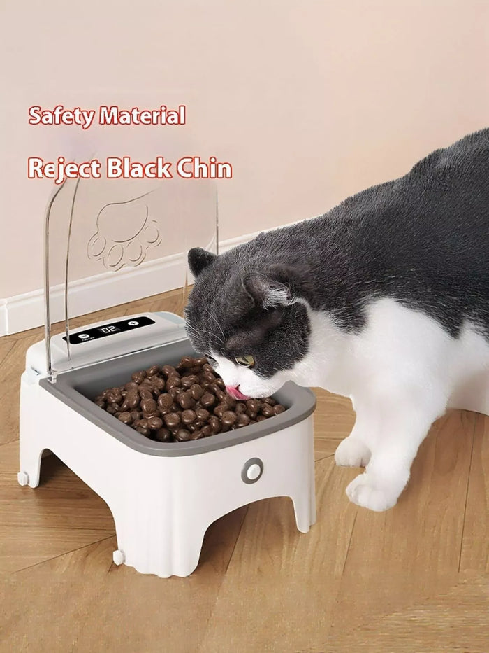 Automatic Pet Feeder with Elevated Bowl in Gray