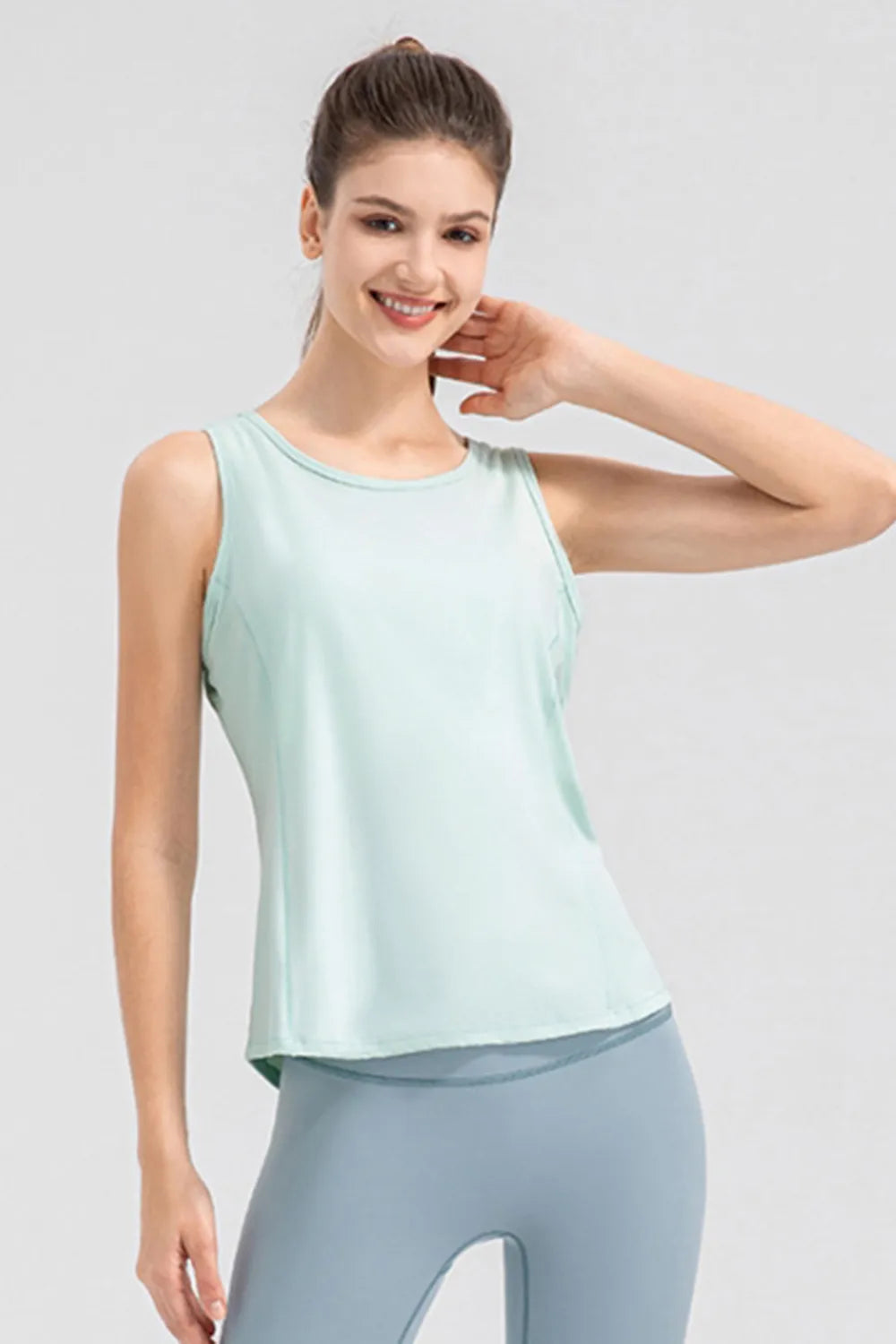 Wide Strap Round Neck Active Tank - Lilixa.store