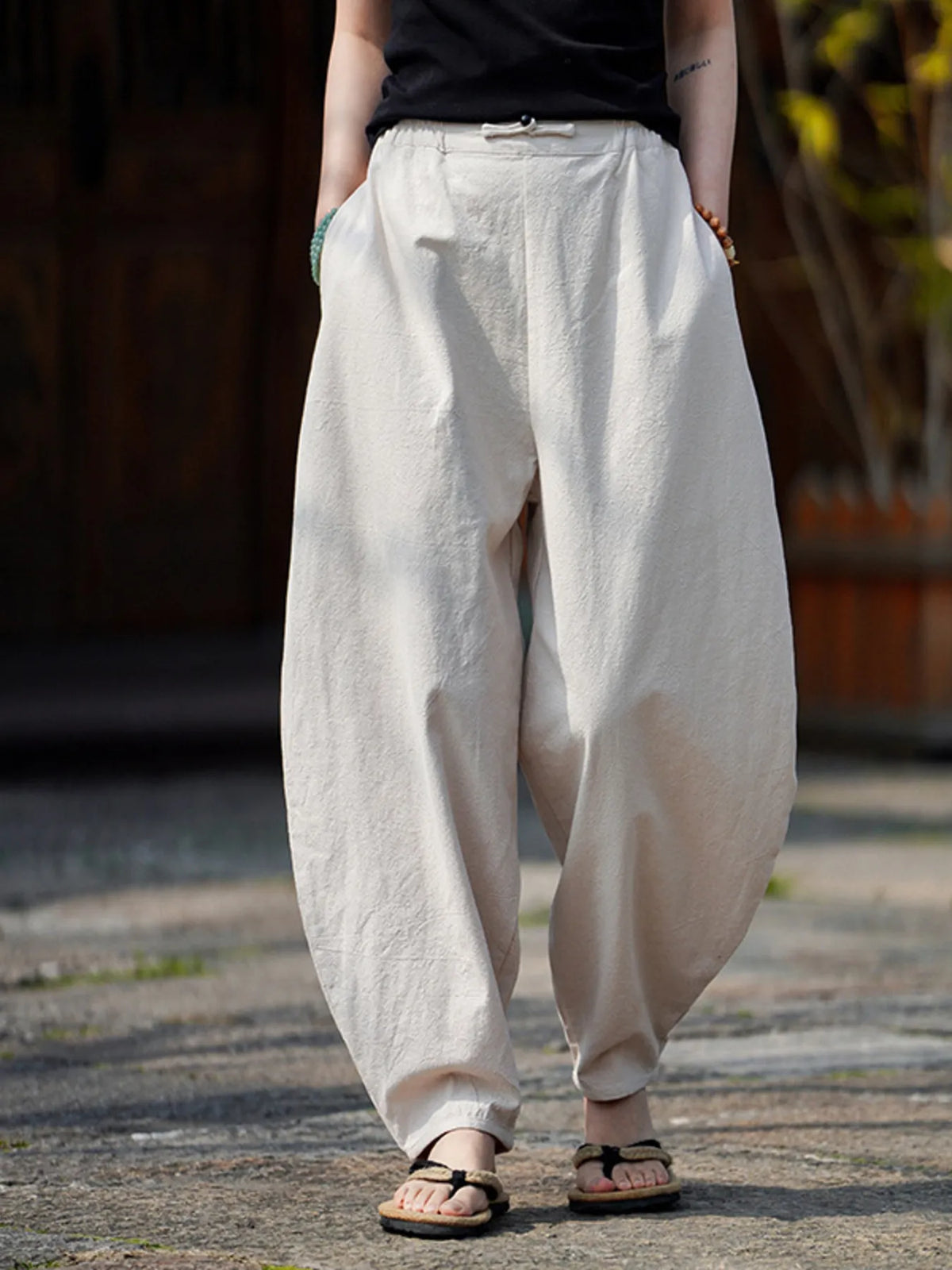 Men's Plus Size Wide Leg Pants in Black, view 4