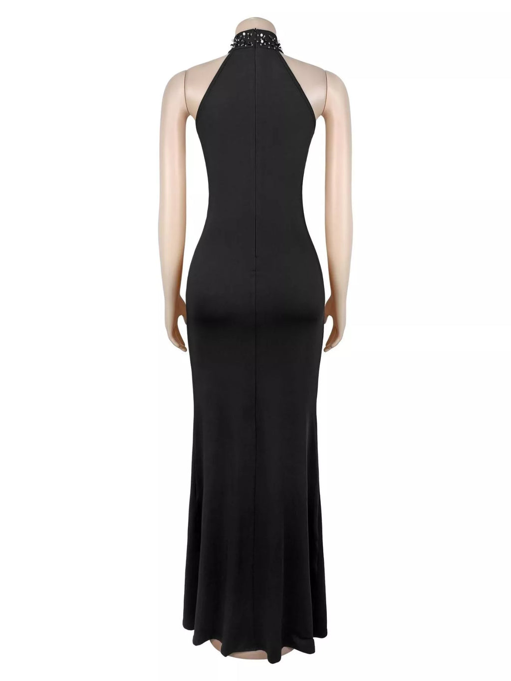Slit Rhinestone Sleeveless Maxi Dress - Lilixa.store