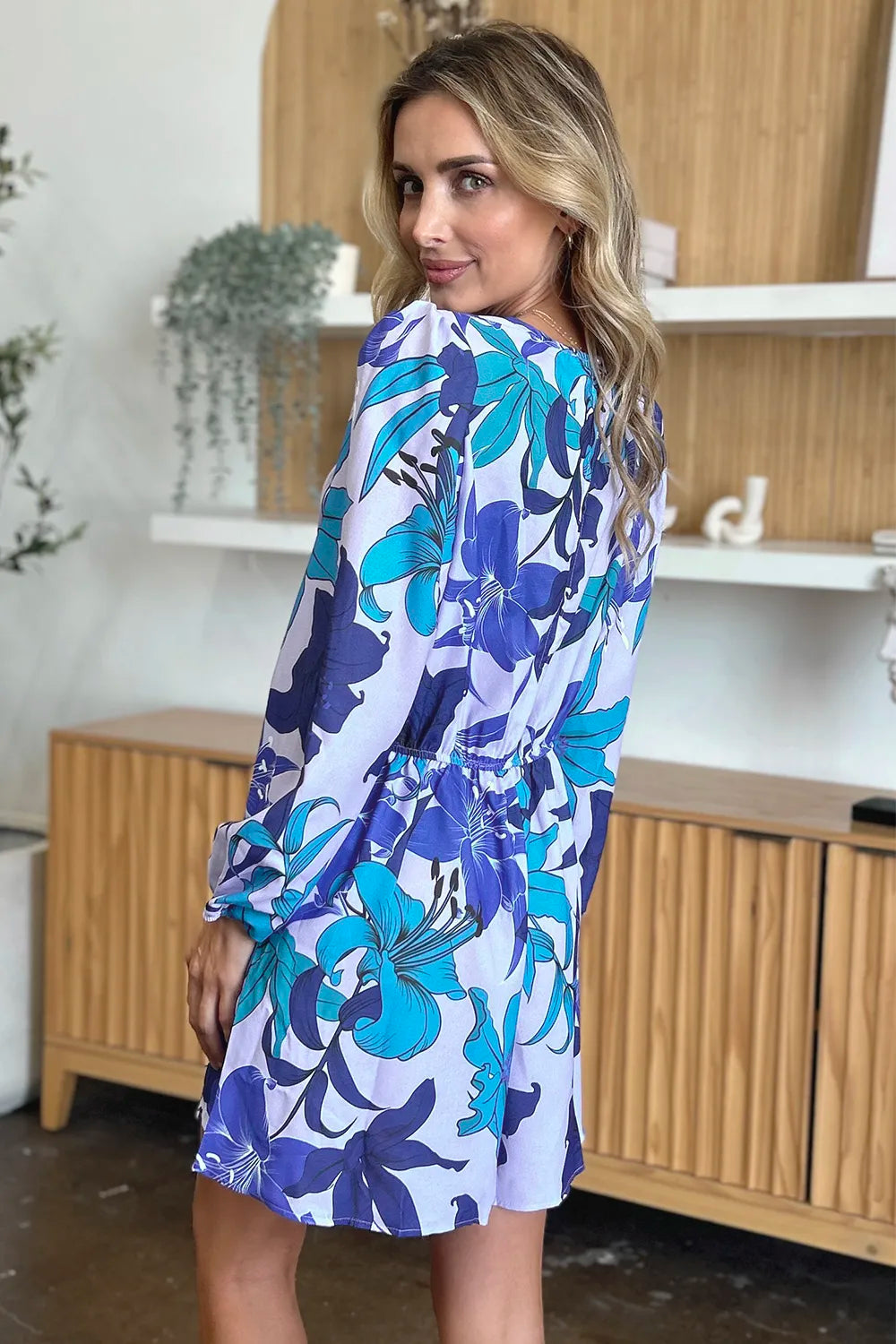 Double Take Full Size Floral Long Sleeve Romper with Pockets - Lilixa.store