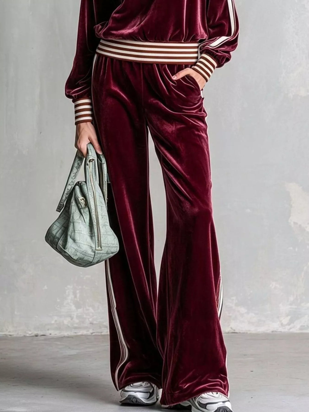 Striped Half Zip Top and Pants Set - Lilixa.store