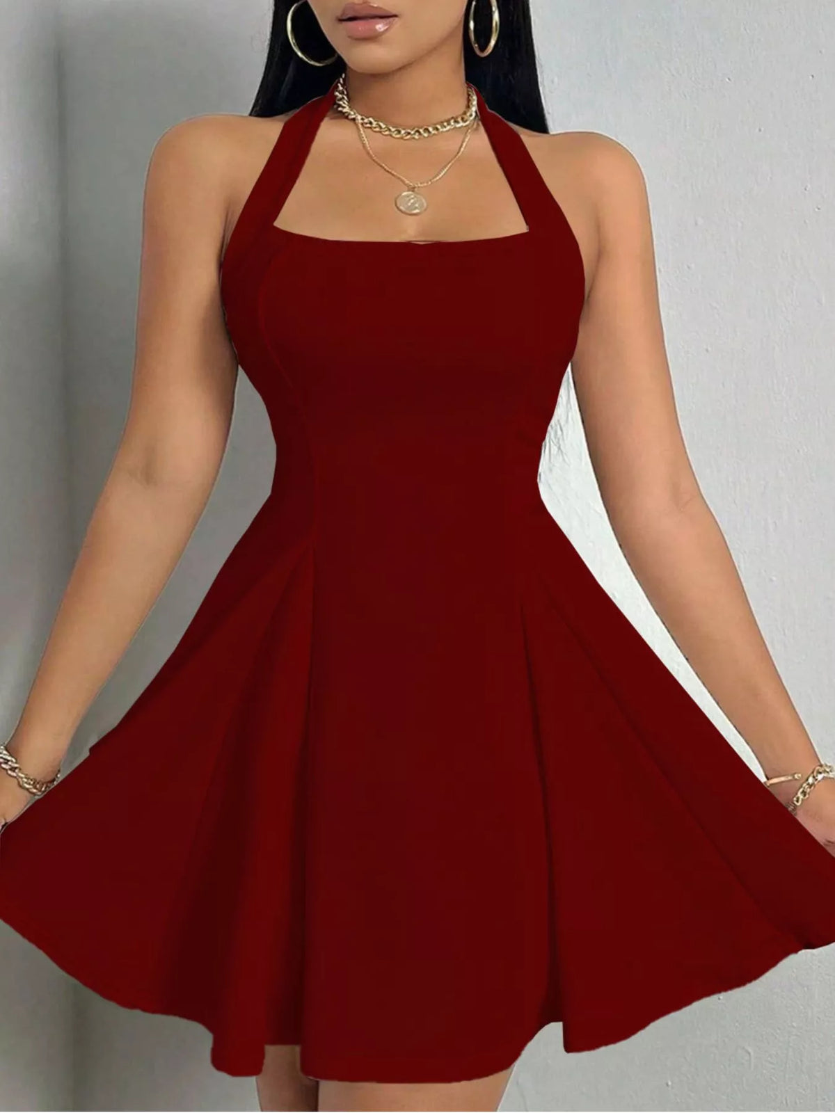 Halter Neck Sleeveless A-Line Mini Dress, view 10