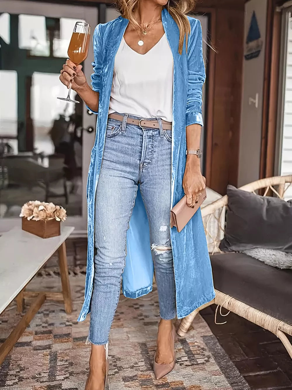 Open Front Long Sleeve Coat, view 19