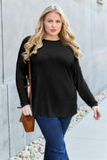 Basic Bae Full Size Round Neck Dropped Shoulder T-Shirt - Lilixa.store