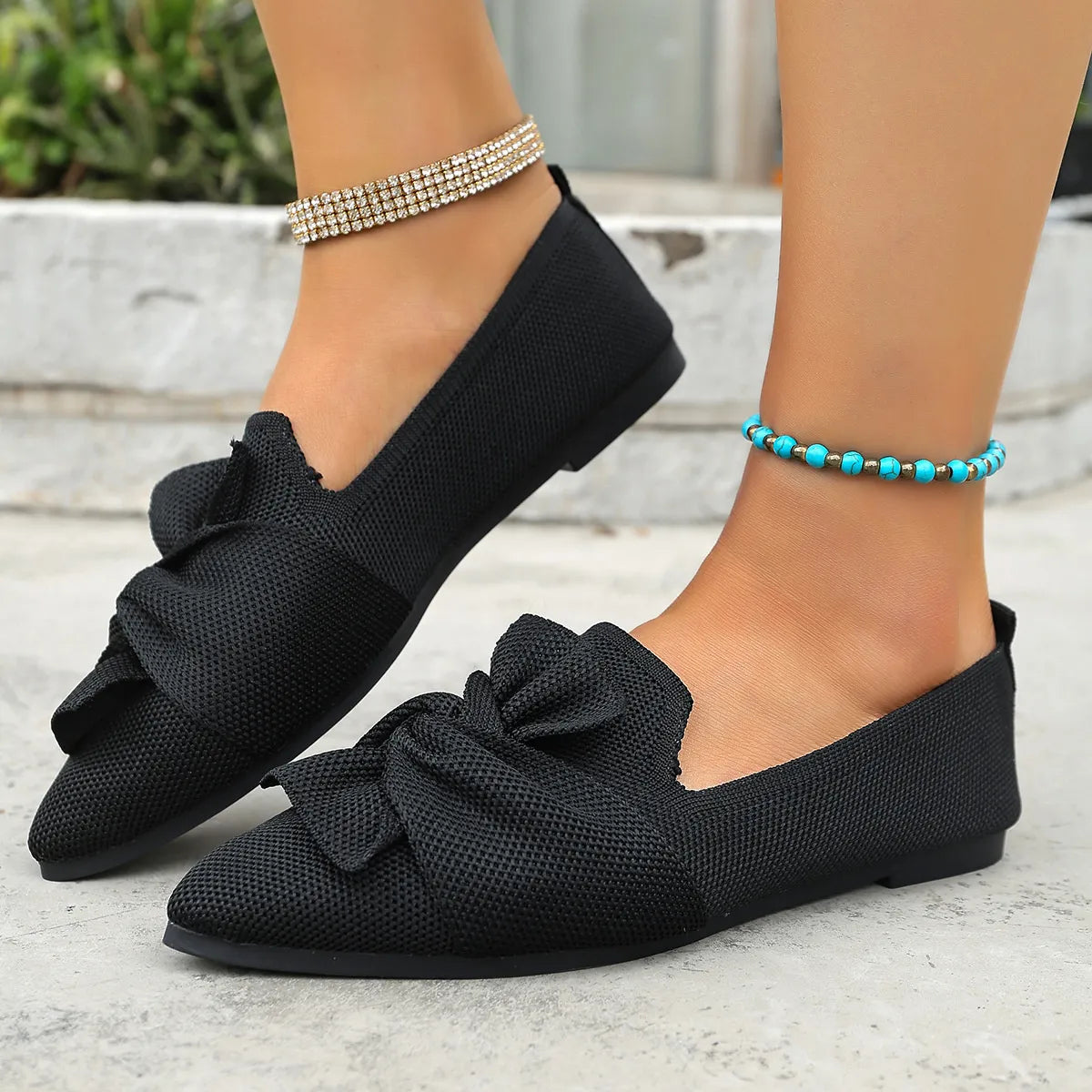Bow Point Toe Flats Slip-Ons, view 2