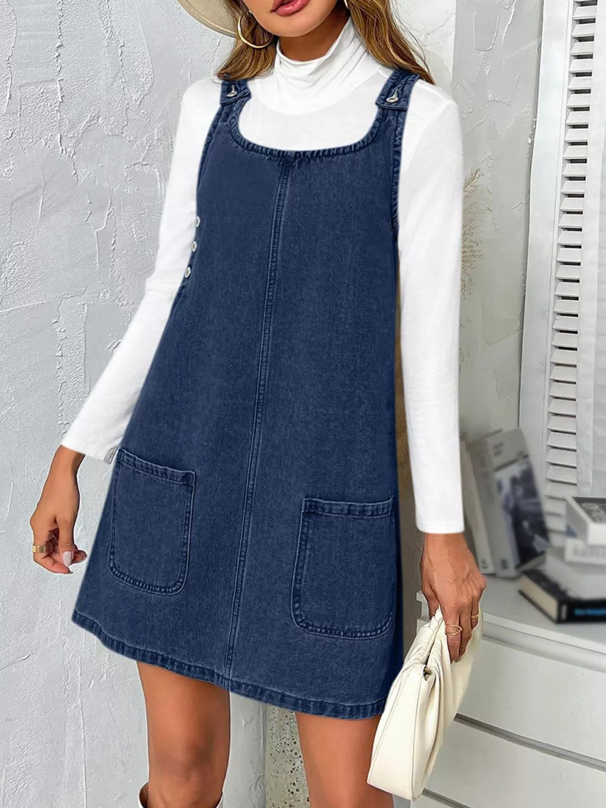 Casual Scoop Neck Sleeveless Denim Dress - Lilixa.store