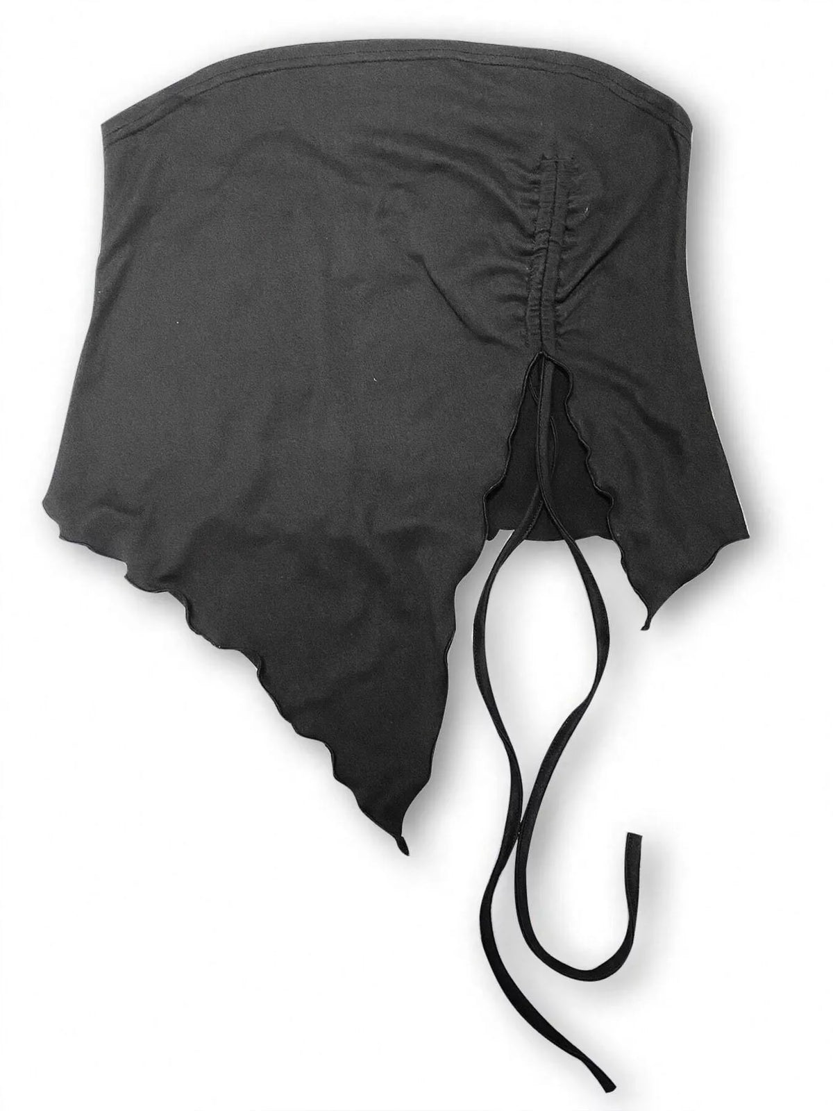 Strapless Ruched Drawstring Cami Top in Black, view 7