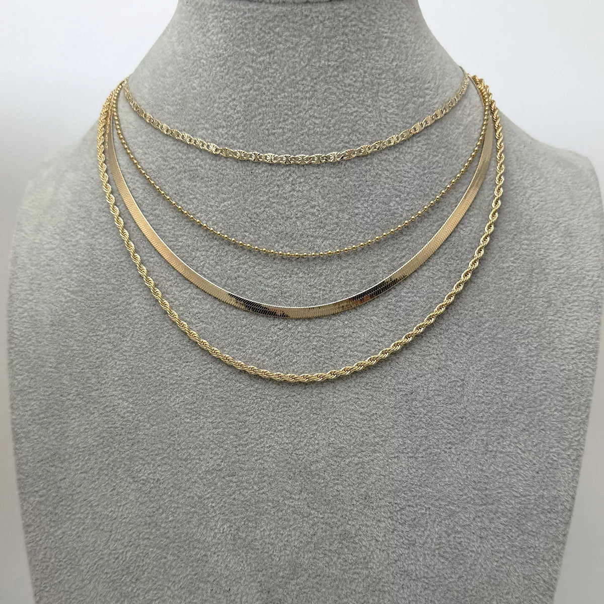 Layered 18K Gold-Plated Chain Necklace, view 5