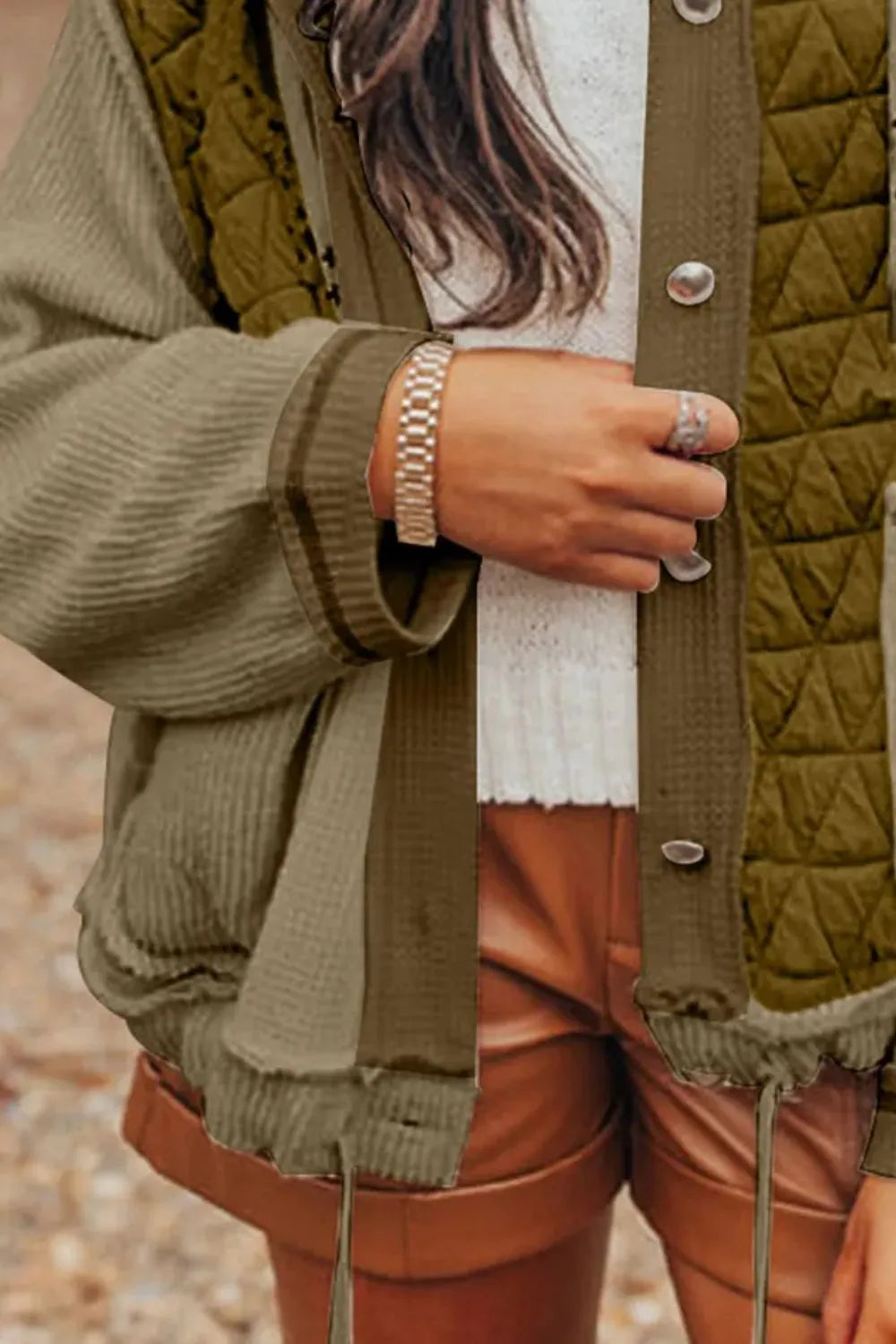 Drawstring Color Block Long Sleeve Jacket, view 11