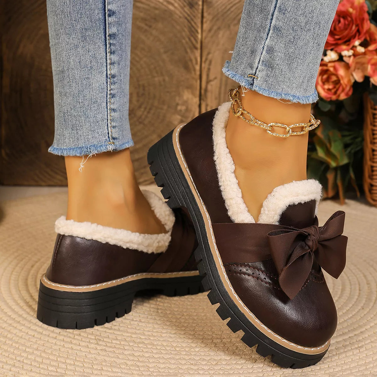Bow Round Toe Loafers