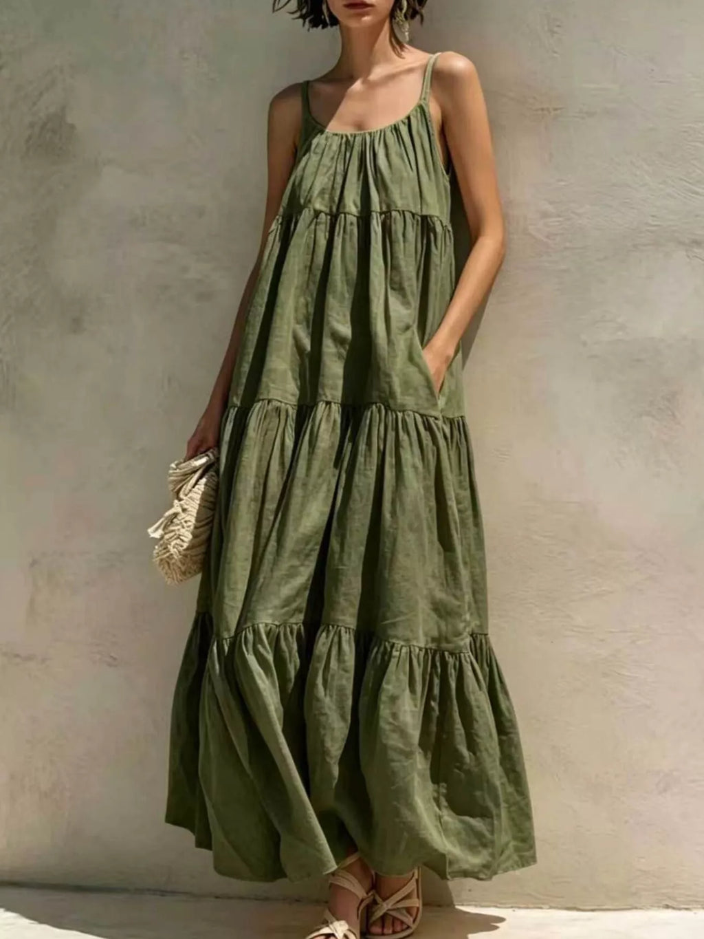 Tiered Scoop Neck Maxi Dress - Lilixa.store