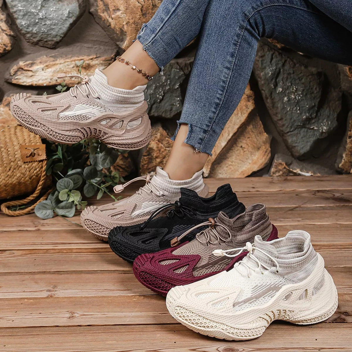 Lace Up Round Toe Sneakers - Lilixa.store