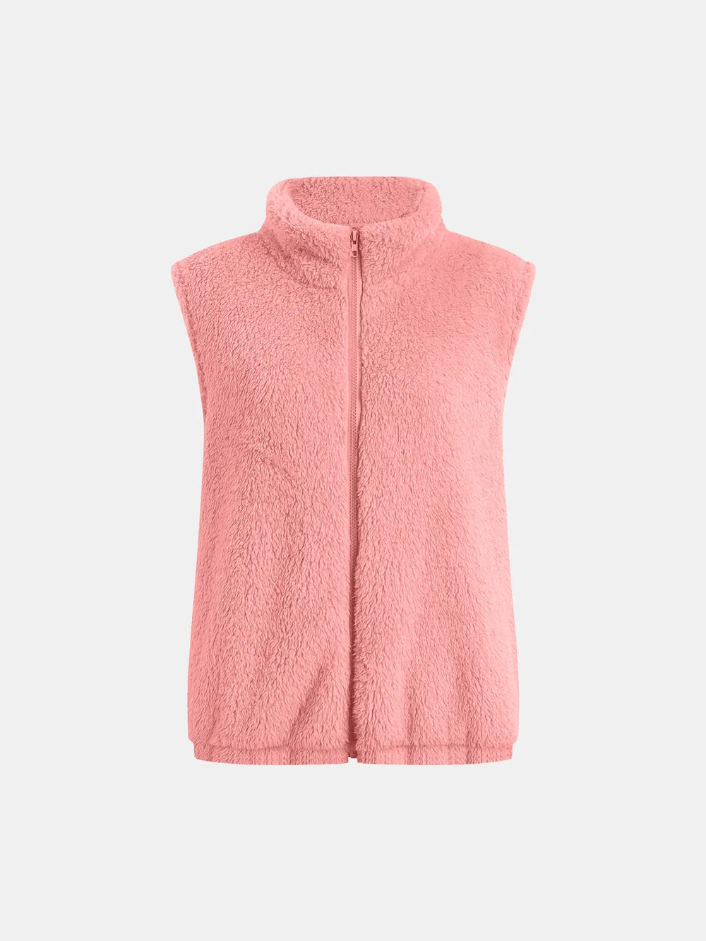 Full Size Fuzzy Zip Up Vest Coat with Pockets, view 9