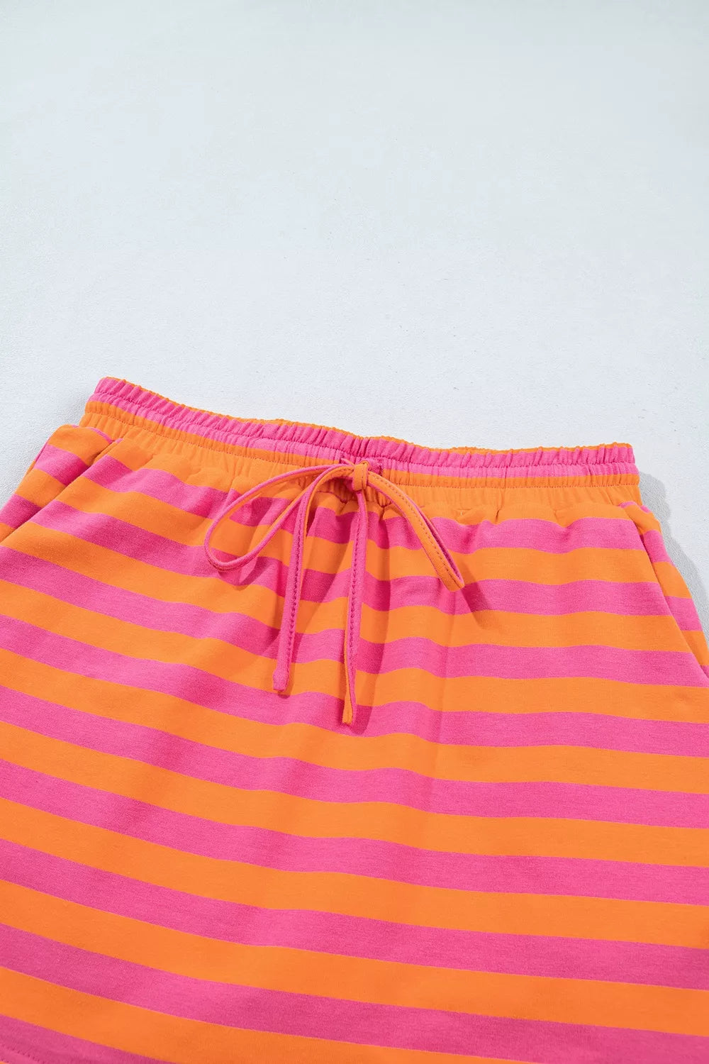 Stripe Color Block Patchwork Mock Neck Pullover Drawstring Mini Skort Set - Lilixa.store