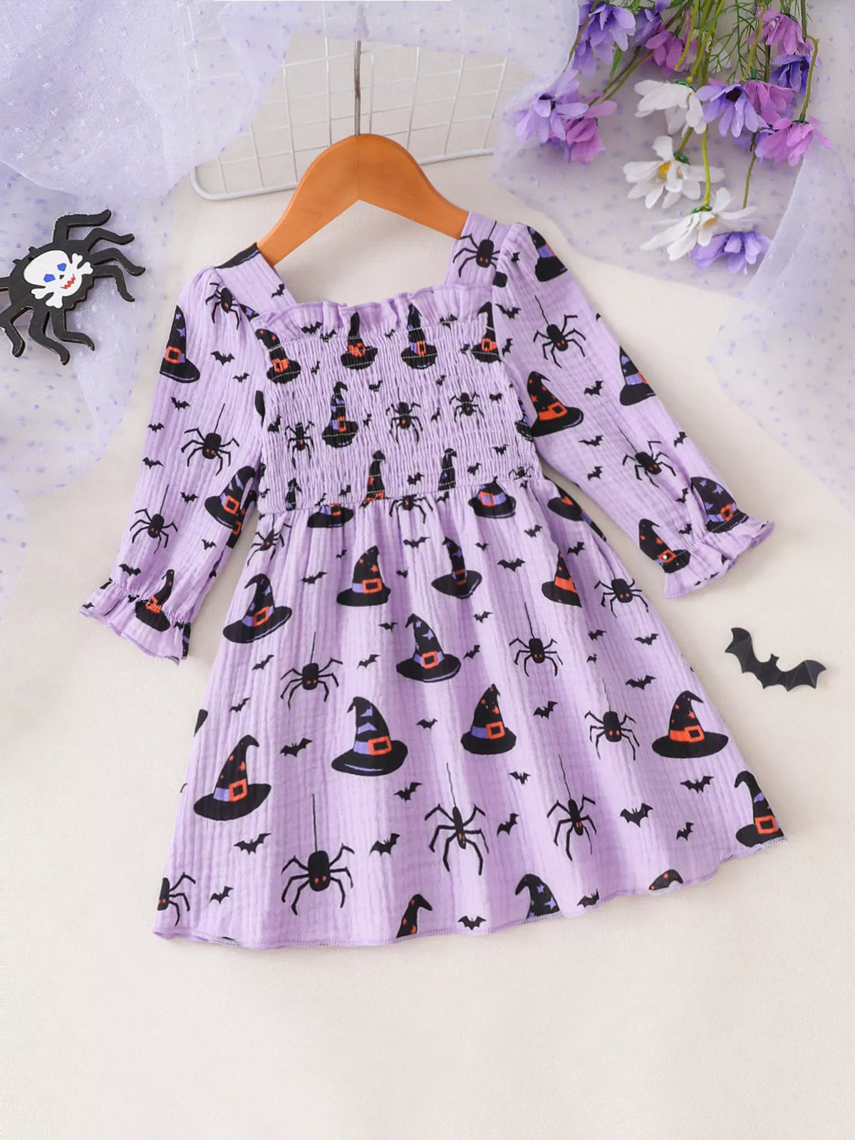 Children's Smocked Halloween Print Dress - Lilixa.store