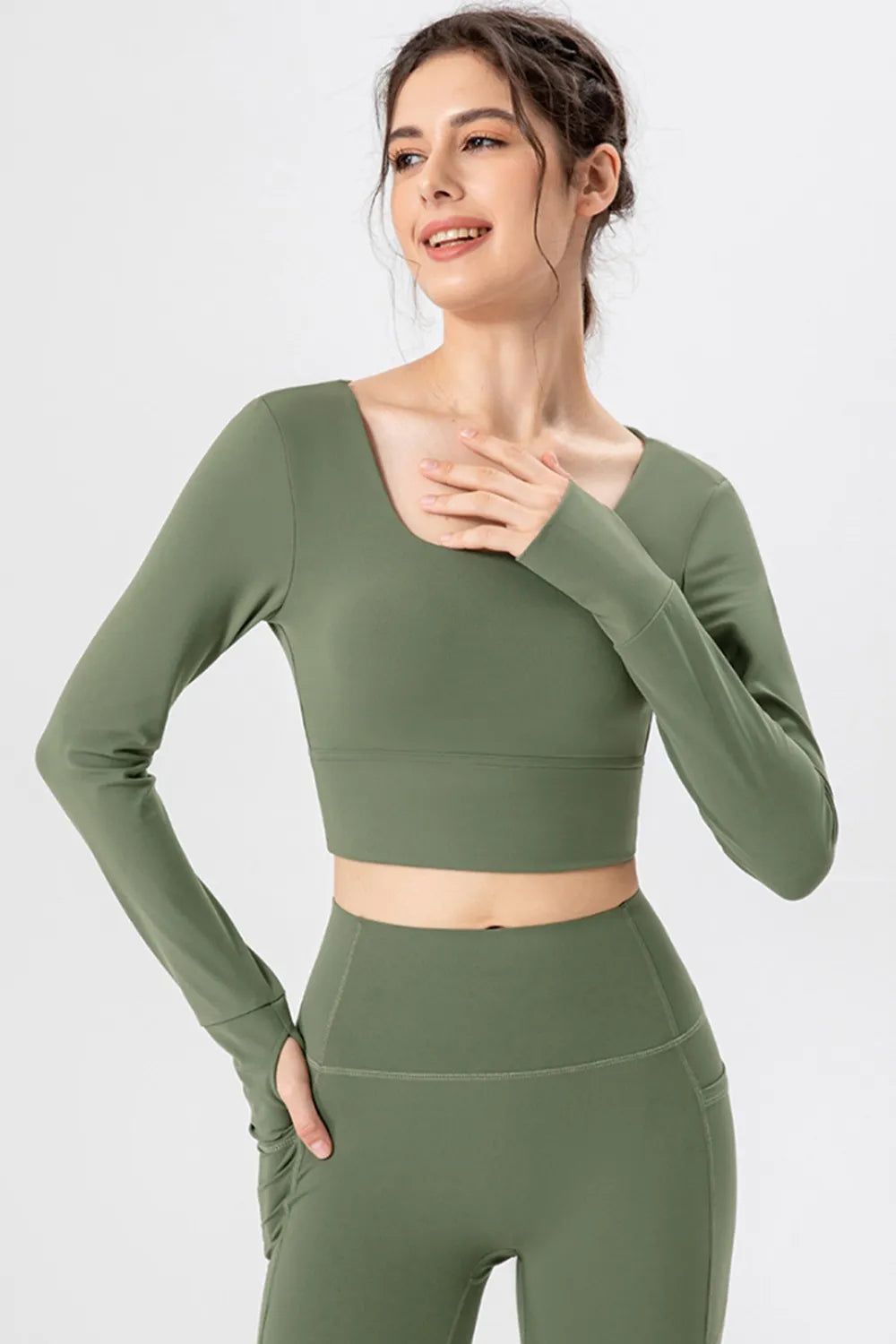 Square Neck Crisscross Active T-Shirt - Lilixa.store