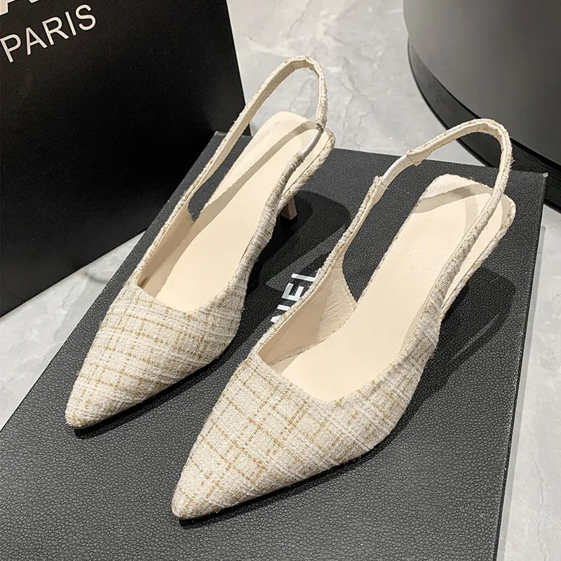 Point Toe Kitten Heel Slingback Pumps - Lilixa.store