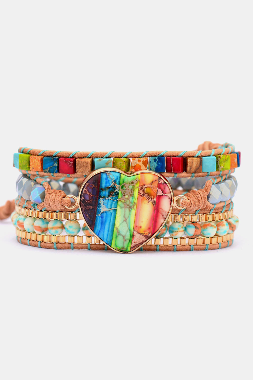 Imperial Jasper & Crystal Layered Bracelet - Lilixa.store