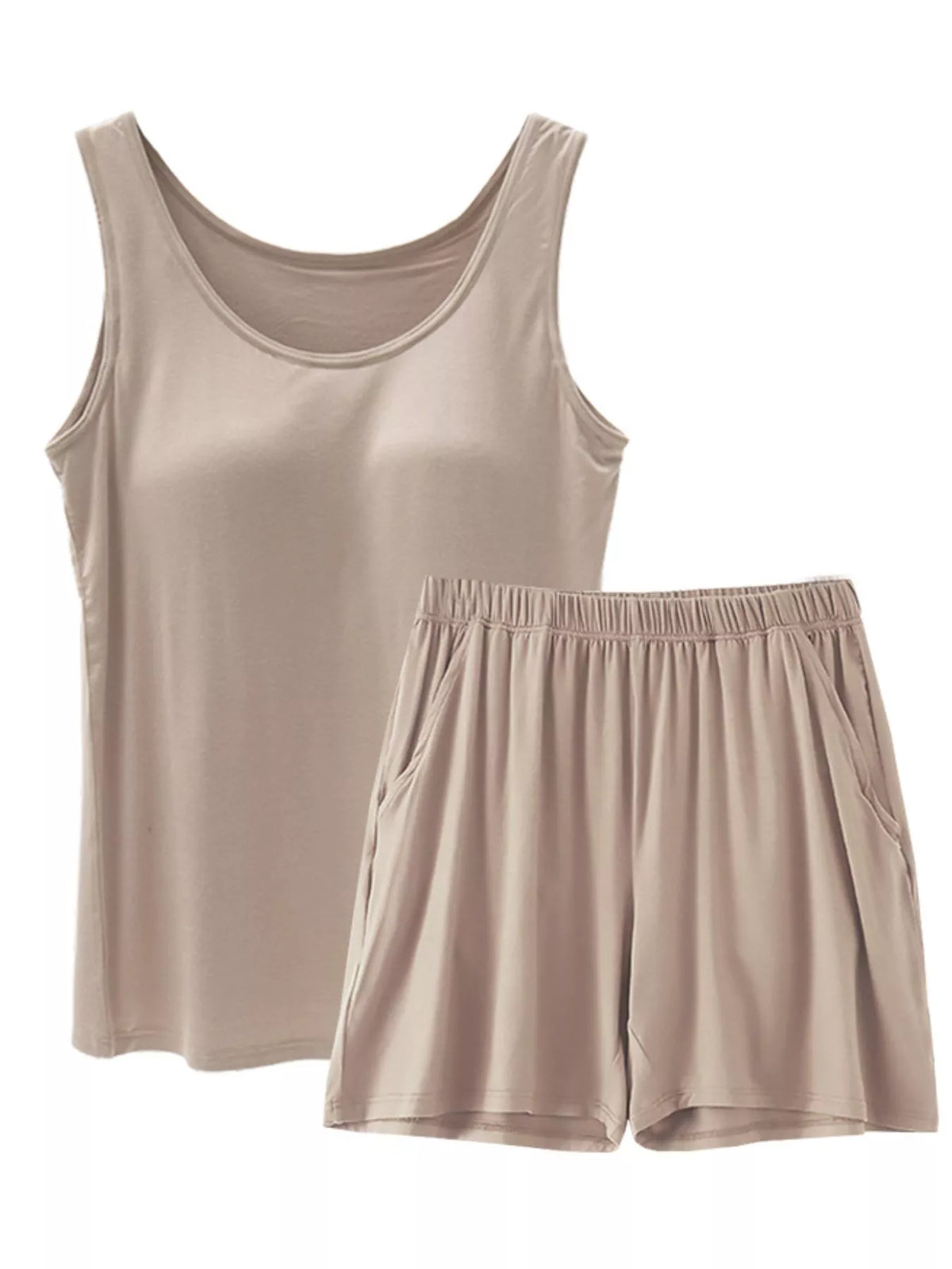 Plus Size Modal Padded Sleeveless Tank Top & Shorts Set - Lilixa.store