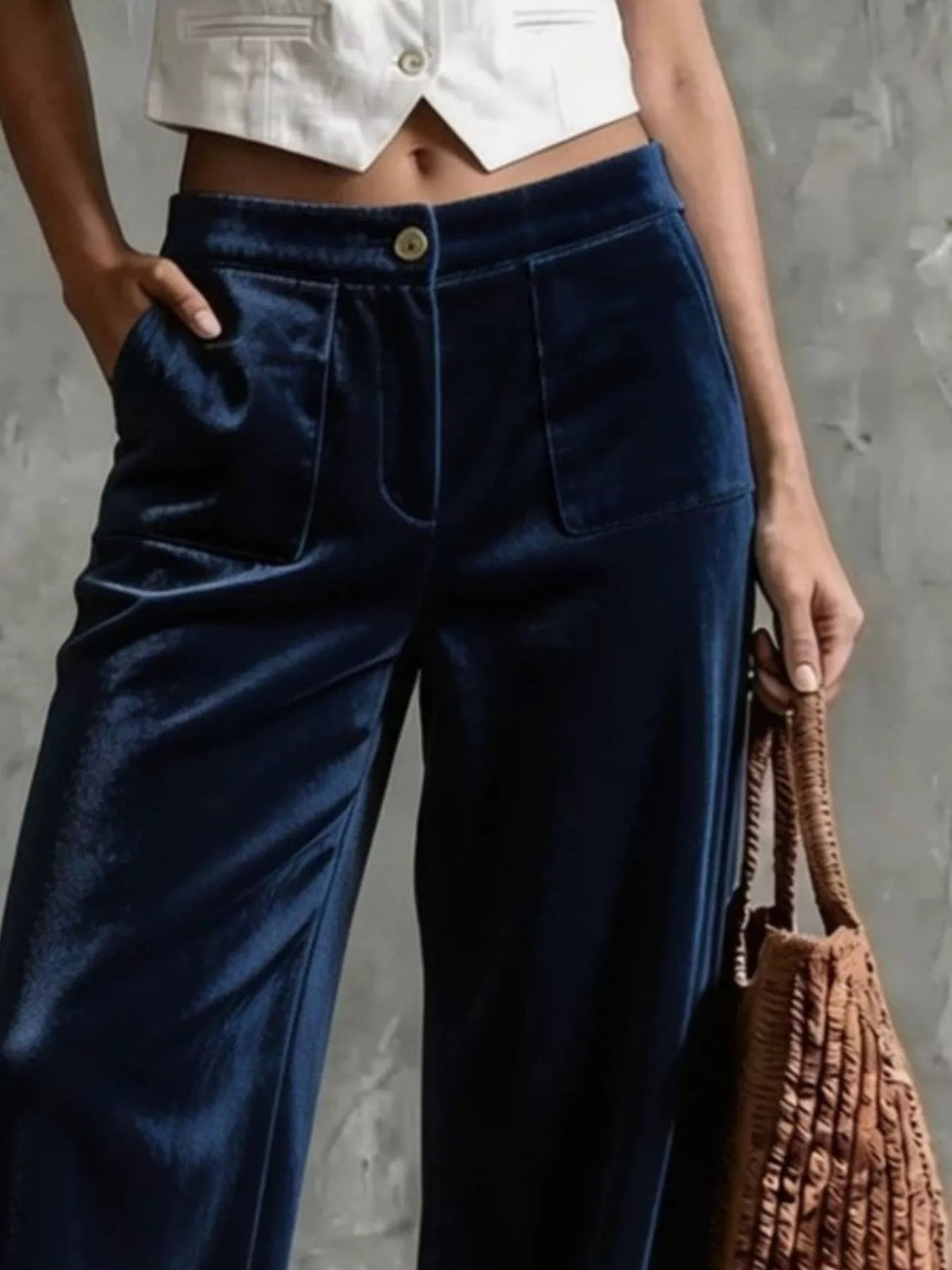 Full Size Velvet Wide-Leg Pants Plus Size