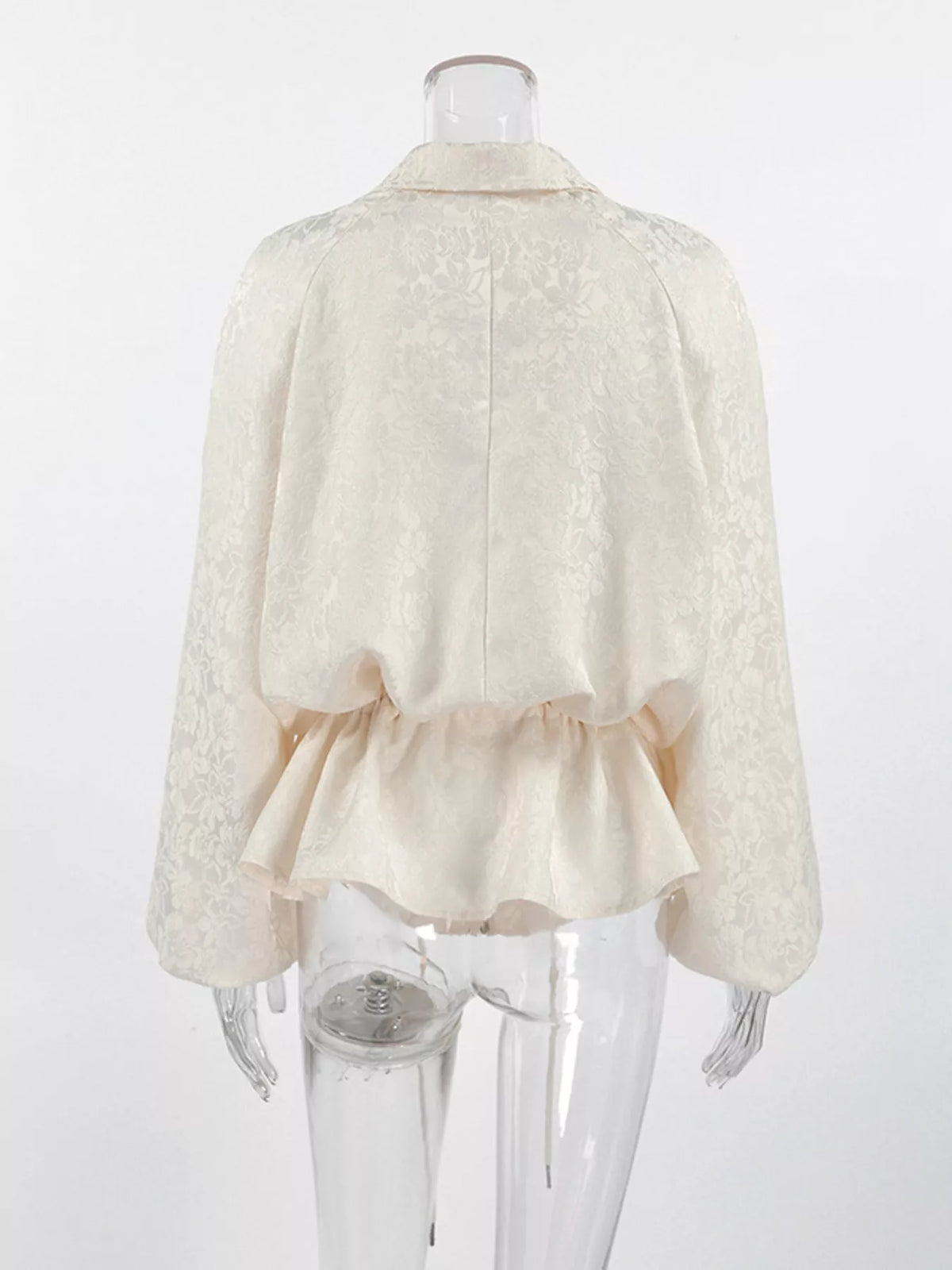 Jacquard Zip-Up Peplum Jacket