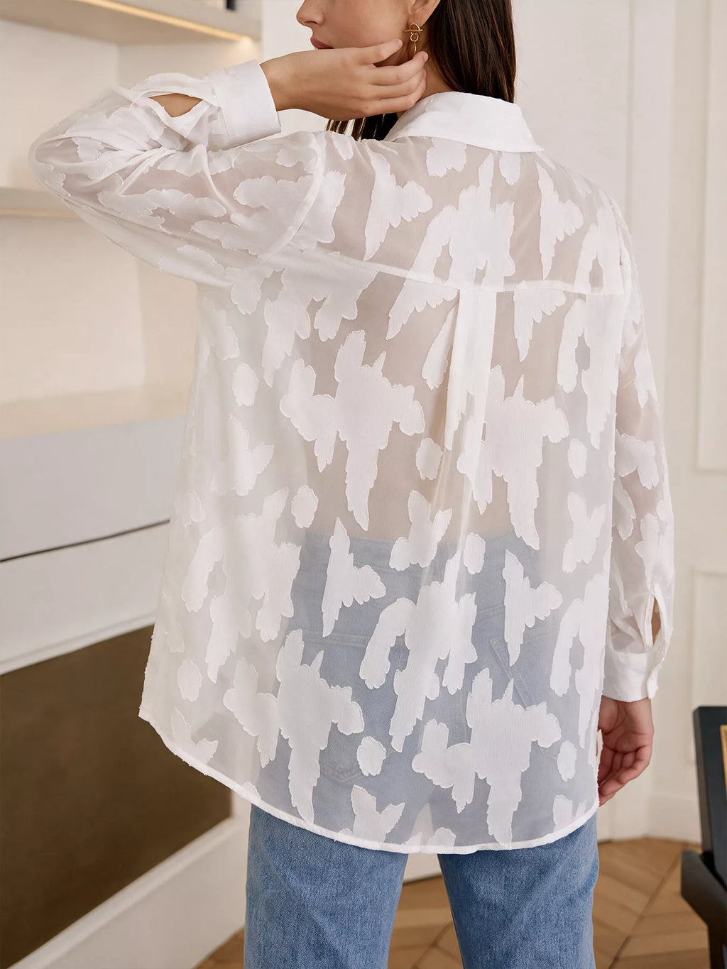 Sheer Button-Down Shirt - Lilixa.store