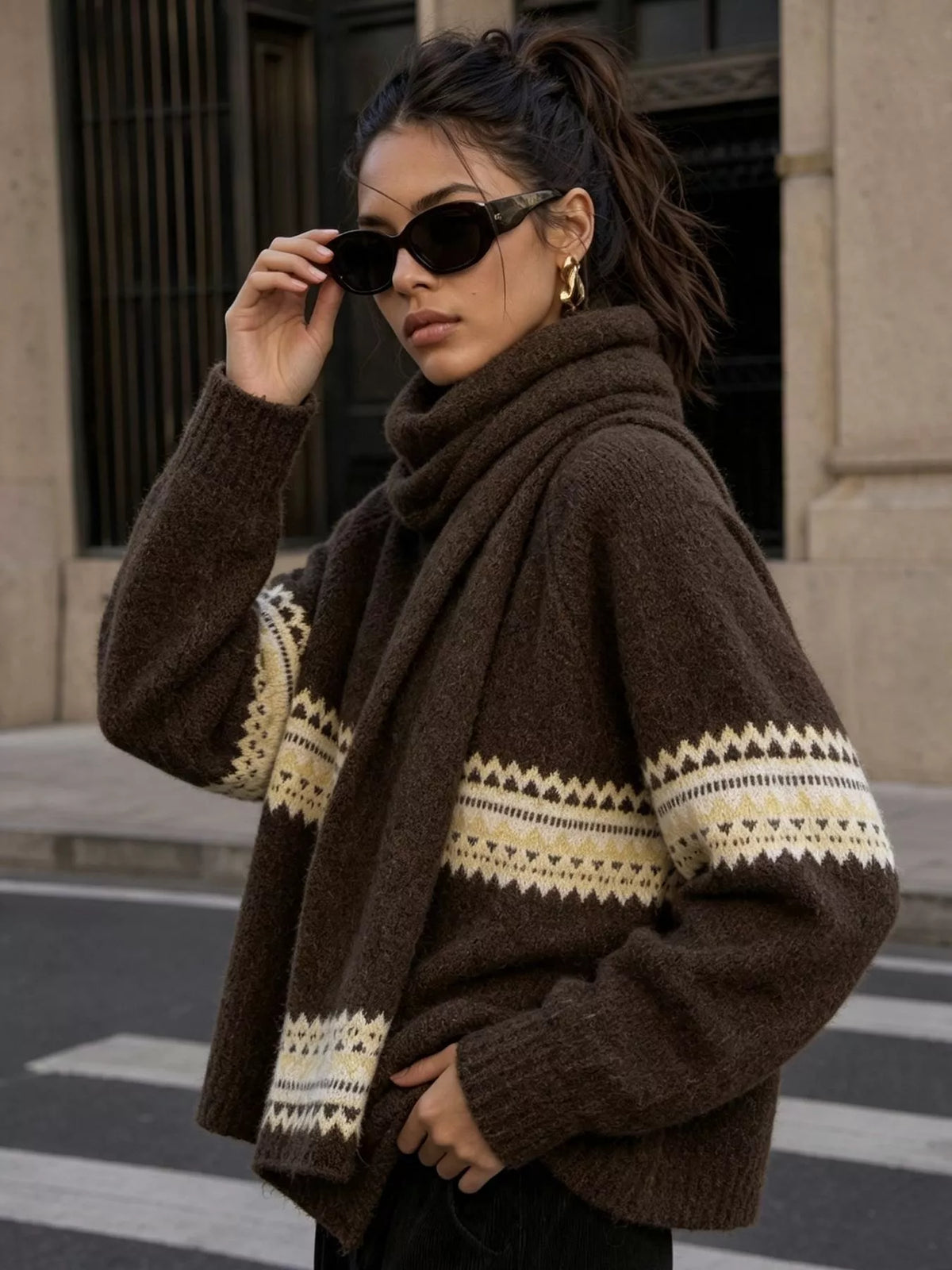 Geometric Button Down Knit Cardigan, view 10
