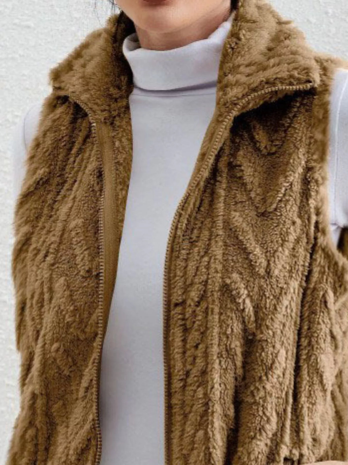 Full Size Cozy Faux Fur Zip-Up Vest Coat Plus Size - Lilixa.store
