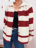 Striped Button-Up Cozy Cardigan - Lilixa.store