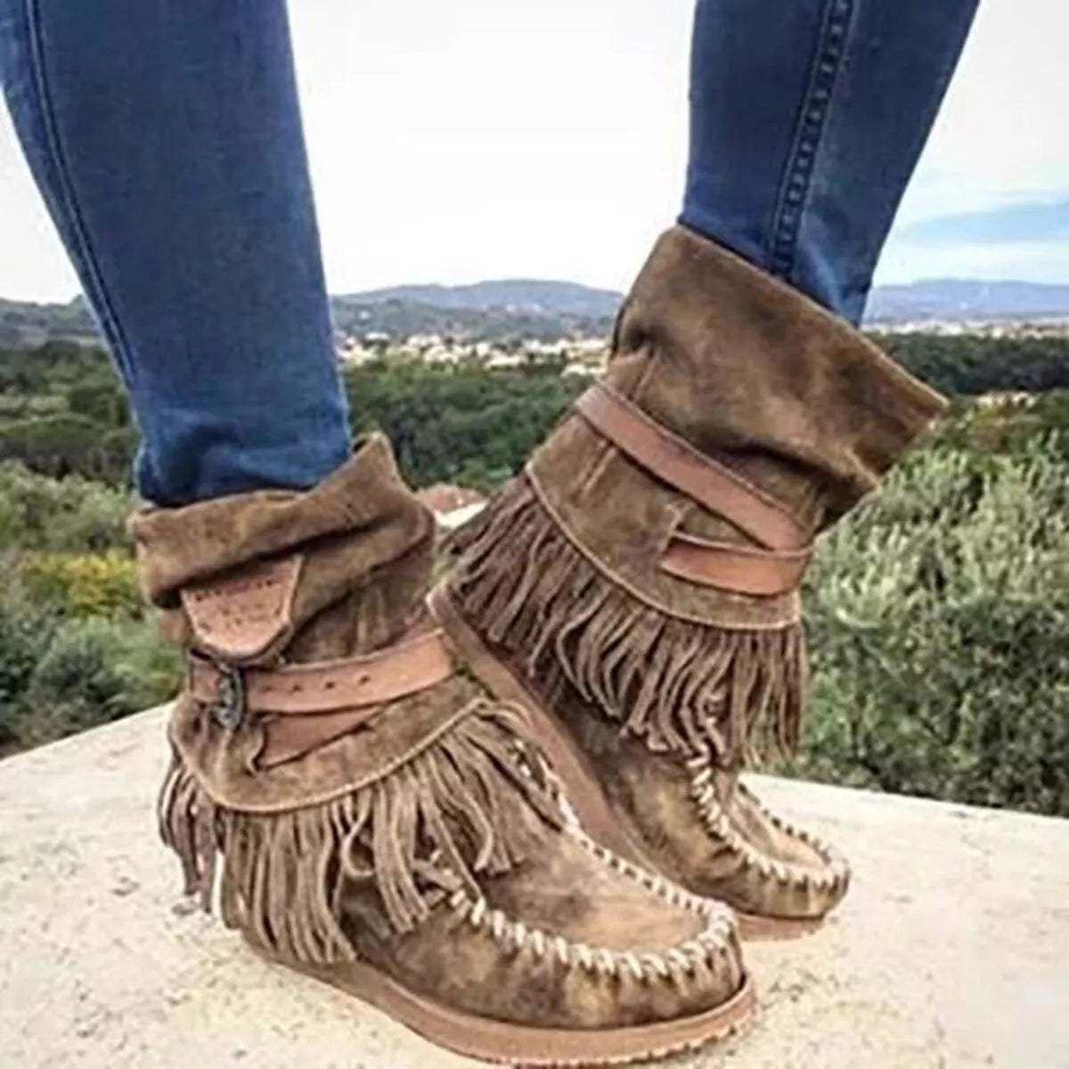 Round Toe Fringe Boots - Lilixa.store