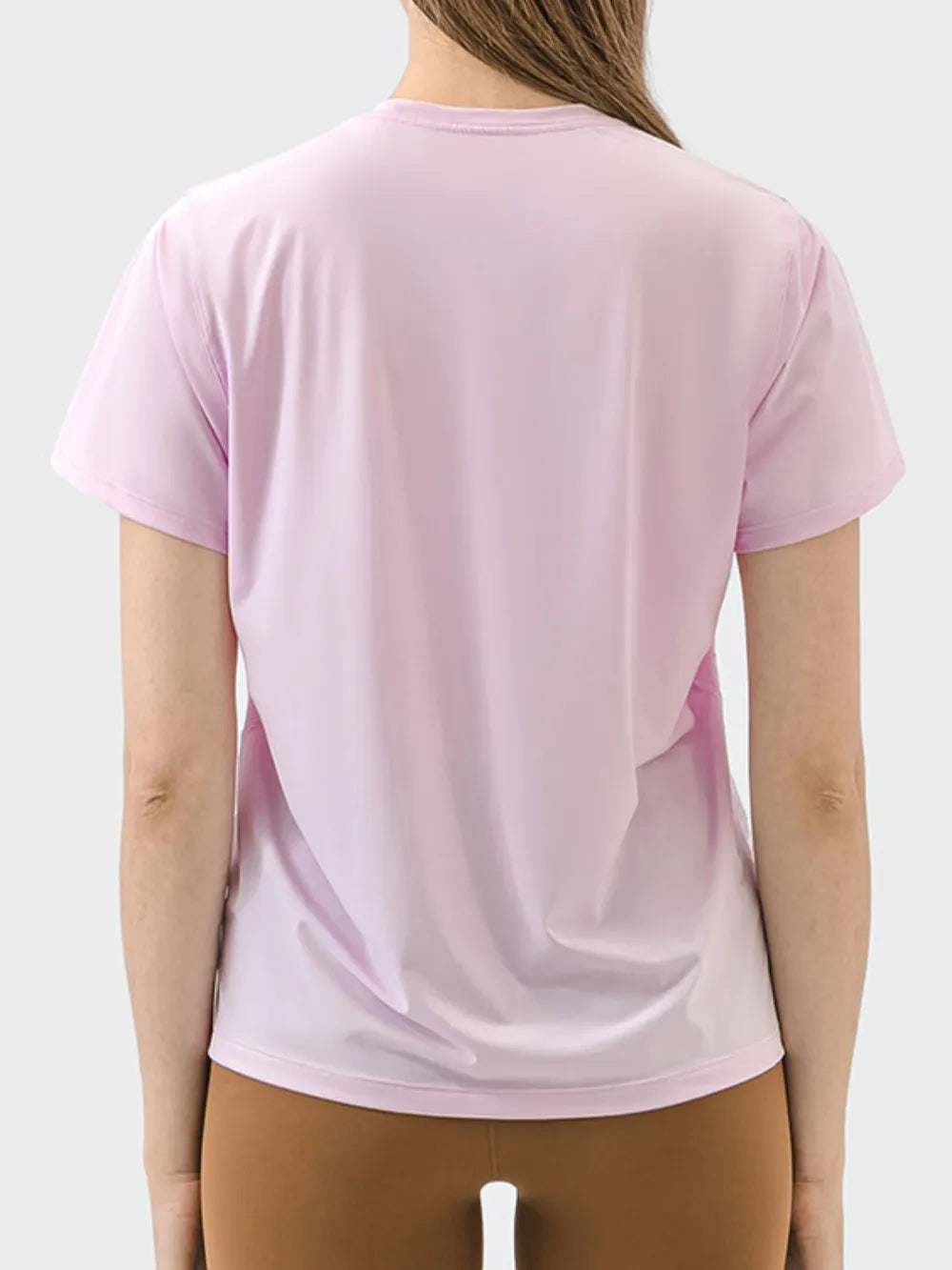 Millennia Slit Round Neck Short Sleeve Active T-Shirt - Lilixa.store