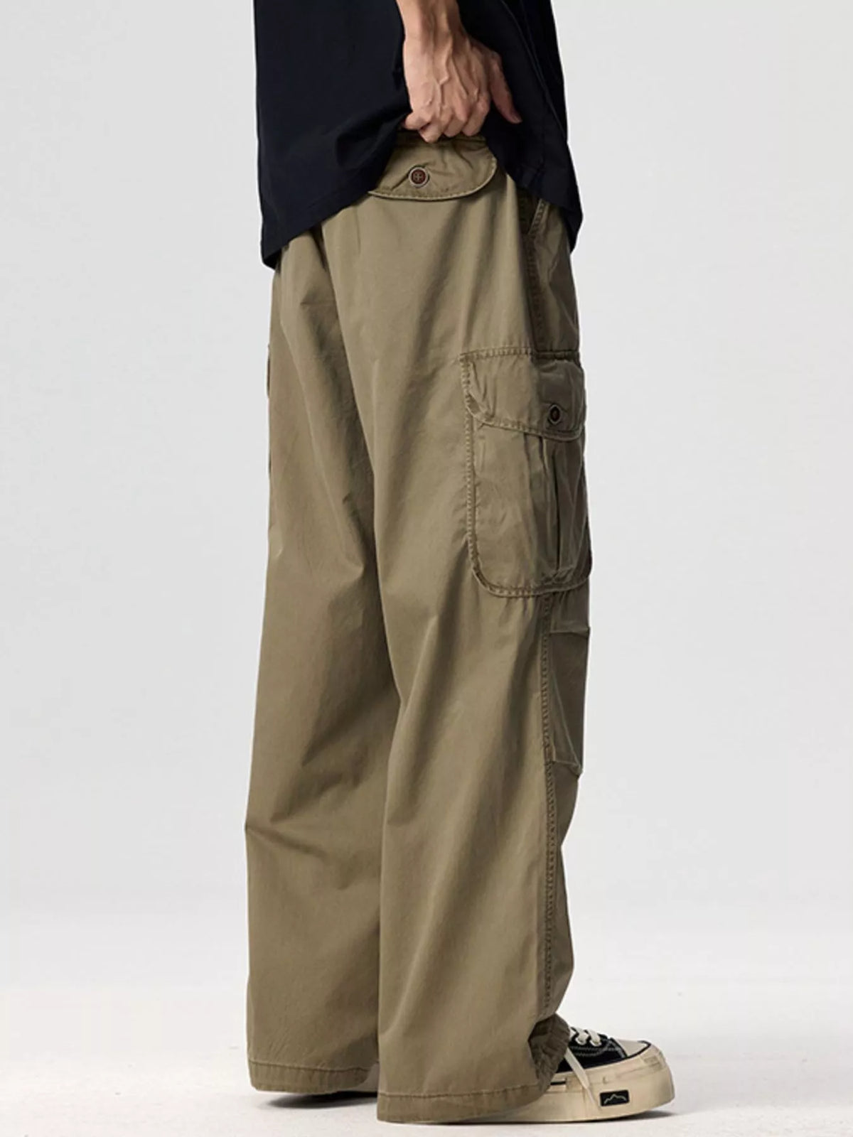 Men's Plus Size Drawstring Wide Leg Cargo Pants, view 9