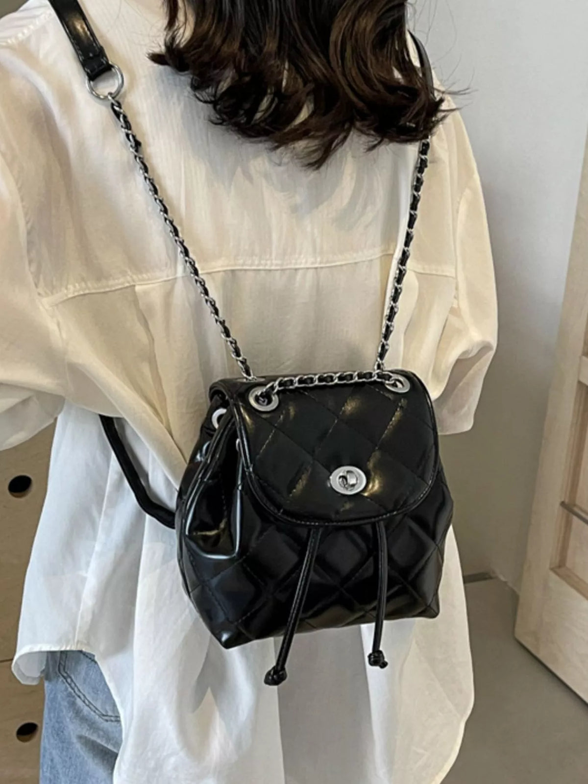 Quilted Chain Backpack Bag - Lilixa.store
