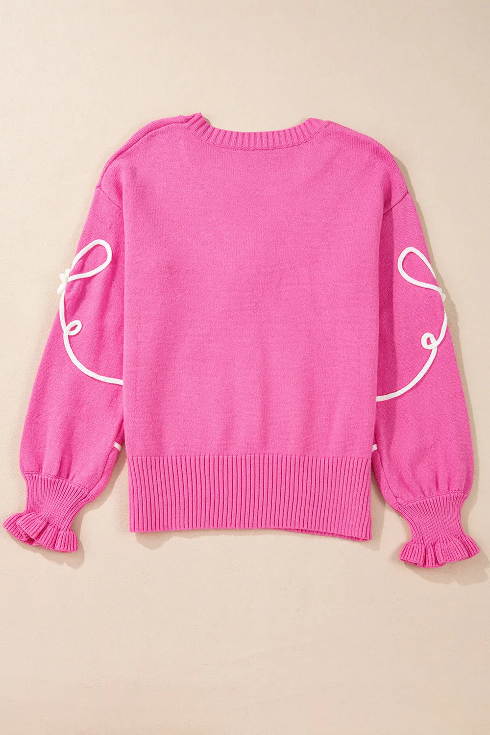 Bow Round Neck Dropped Shoulder Sweater - Lilixa.store